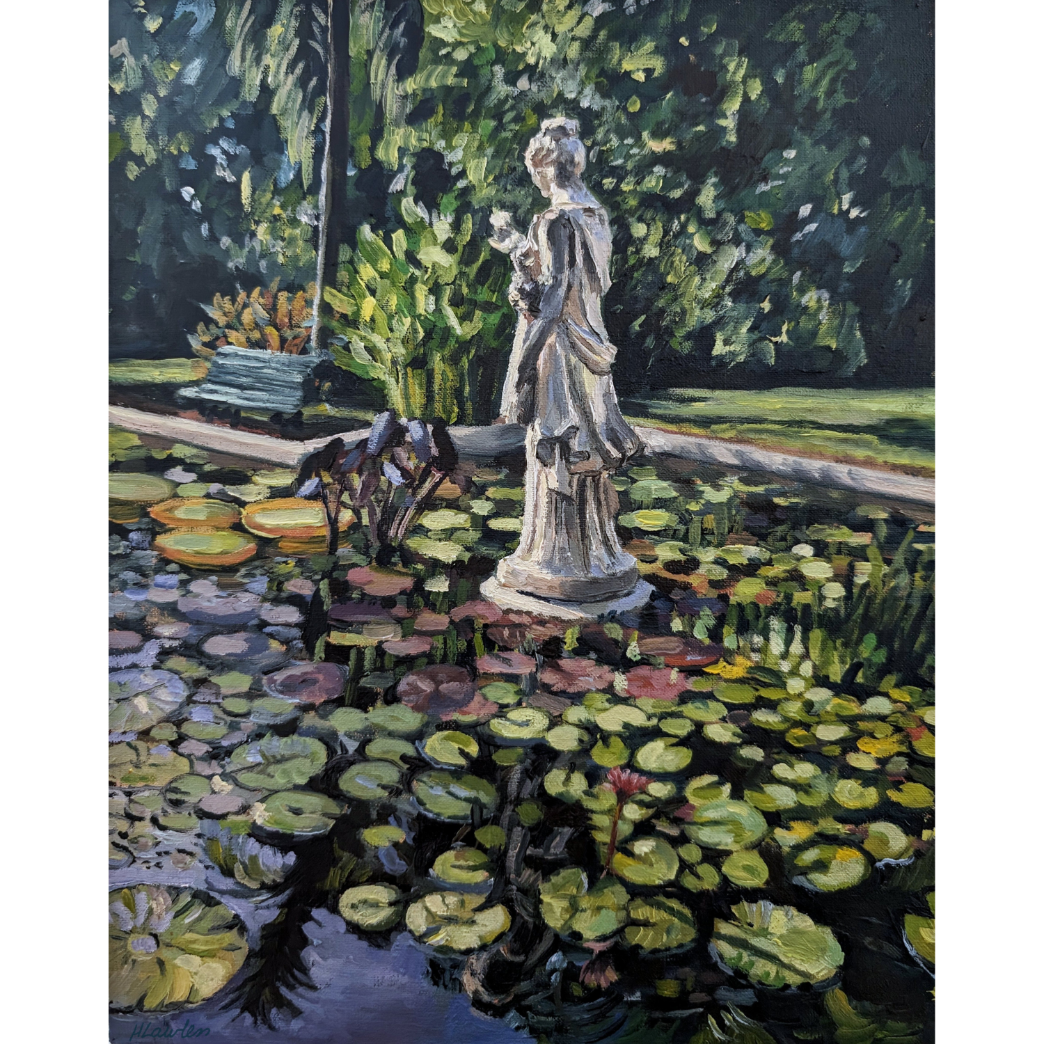 Late Afternoon Light On The Sculpture In The Pond