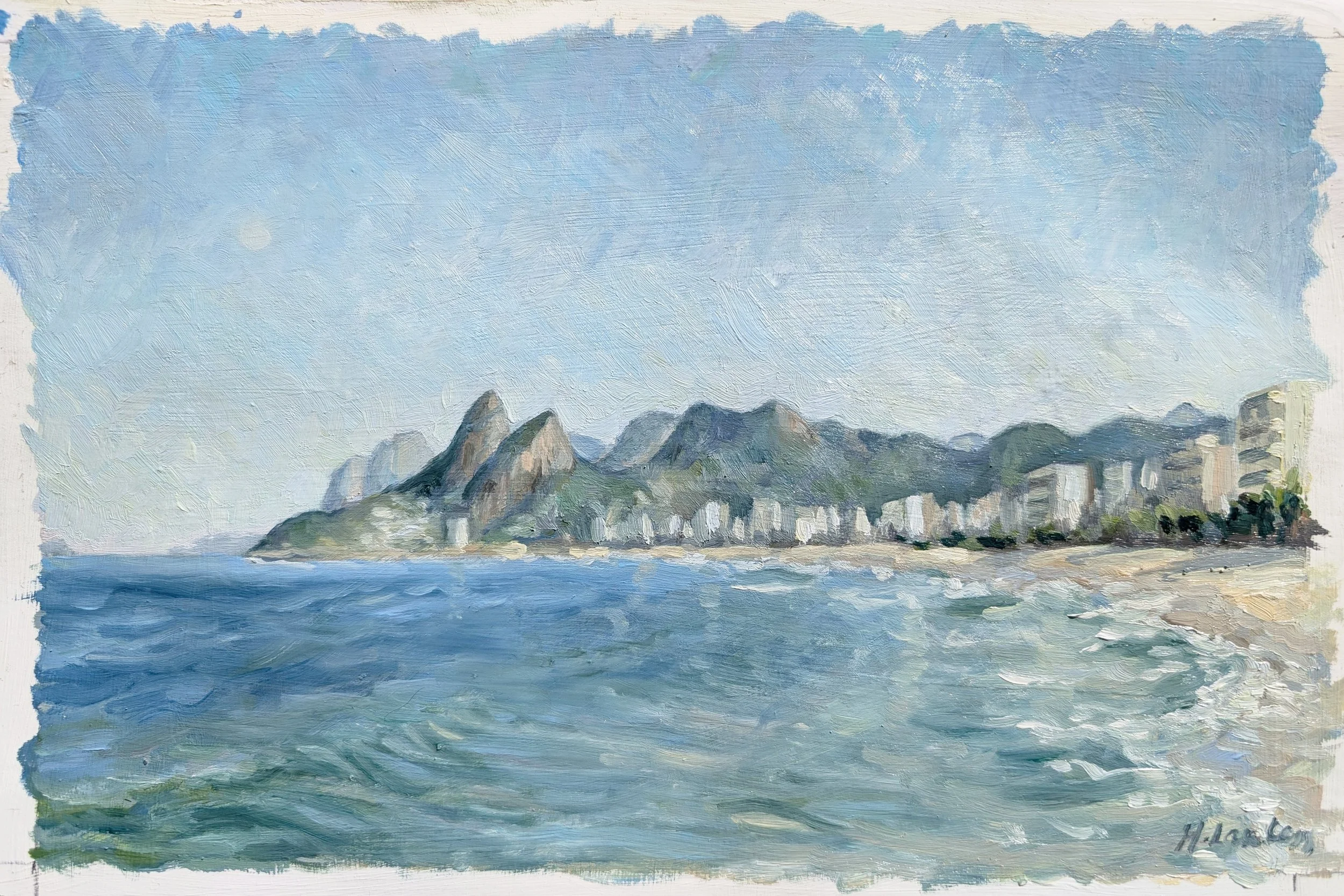 oil painting of oil painting on Ipanema Beach, Brazil