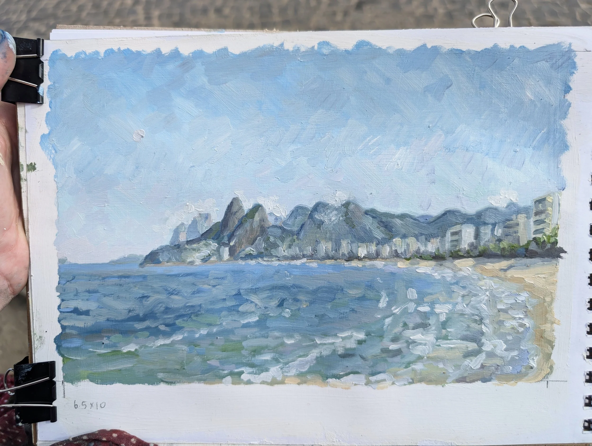 oil painting on Ipanema Beach, Brazil
