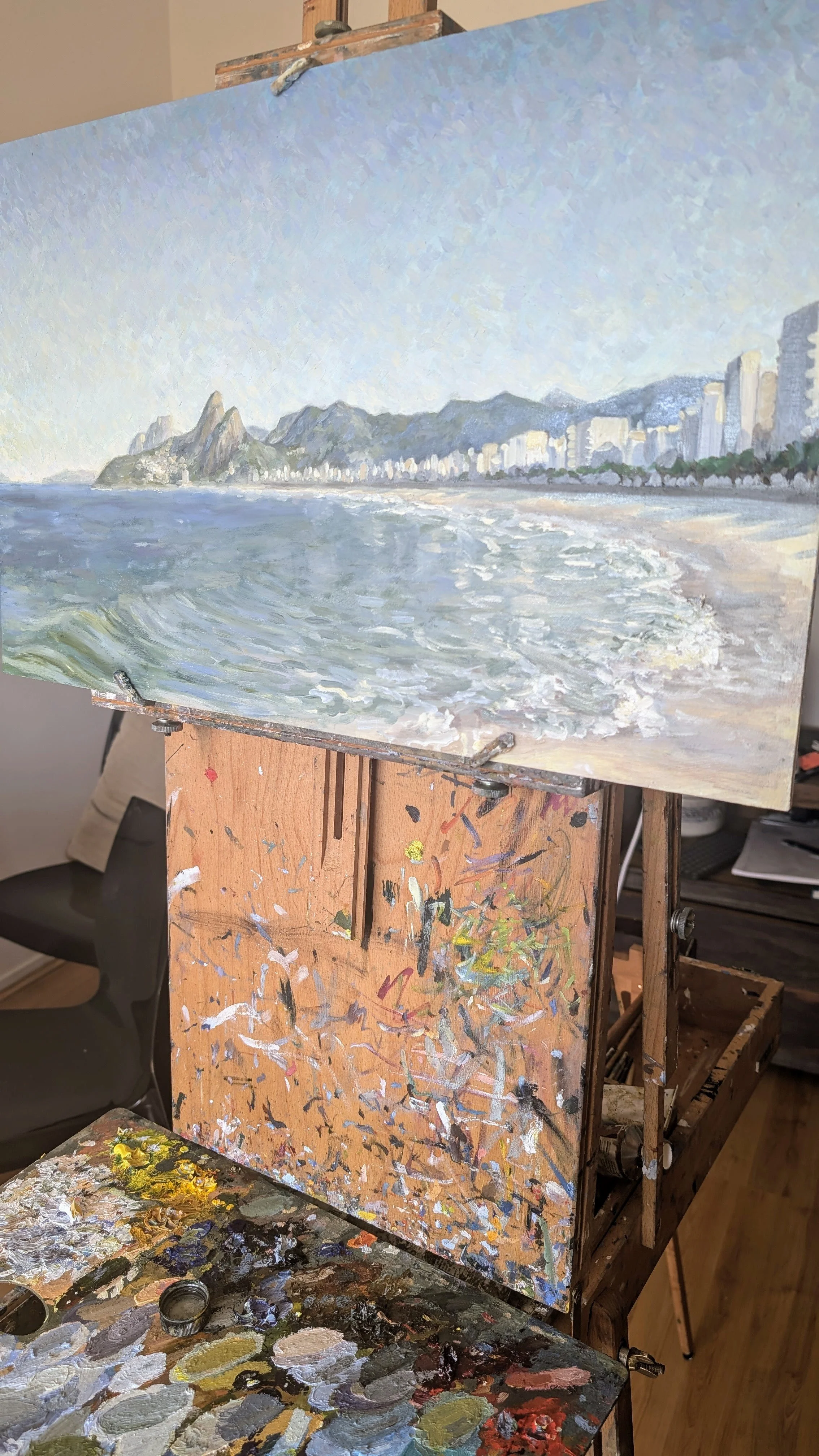 oil painting of Ipanema Beach, Brazil