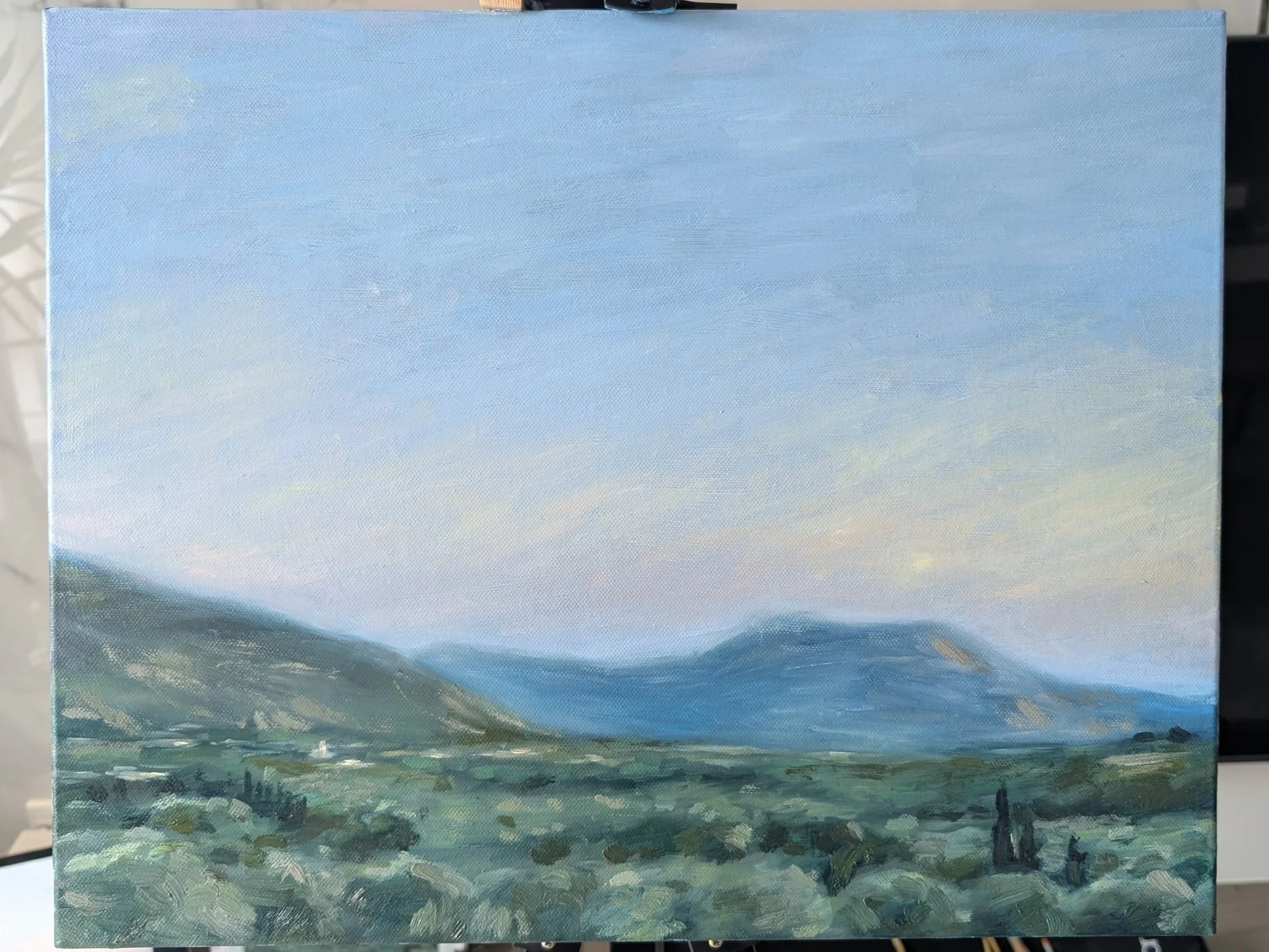 oil painting of Kalamata, Greece by Harriet Lawless