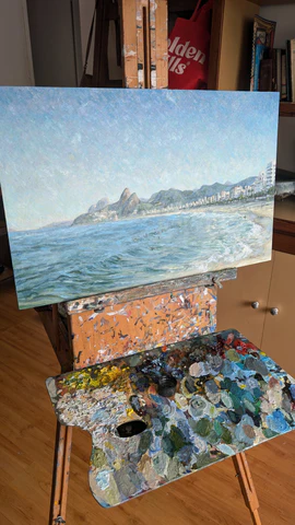 oil painting of Ipanema Beach, Brazil