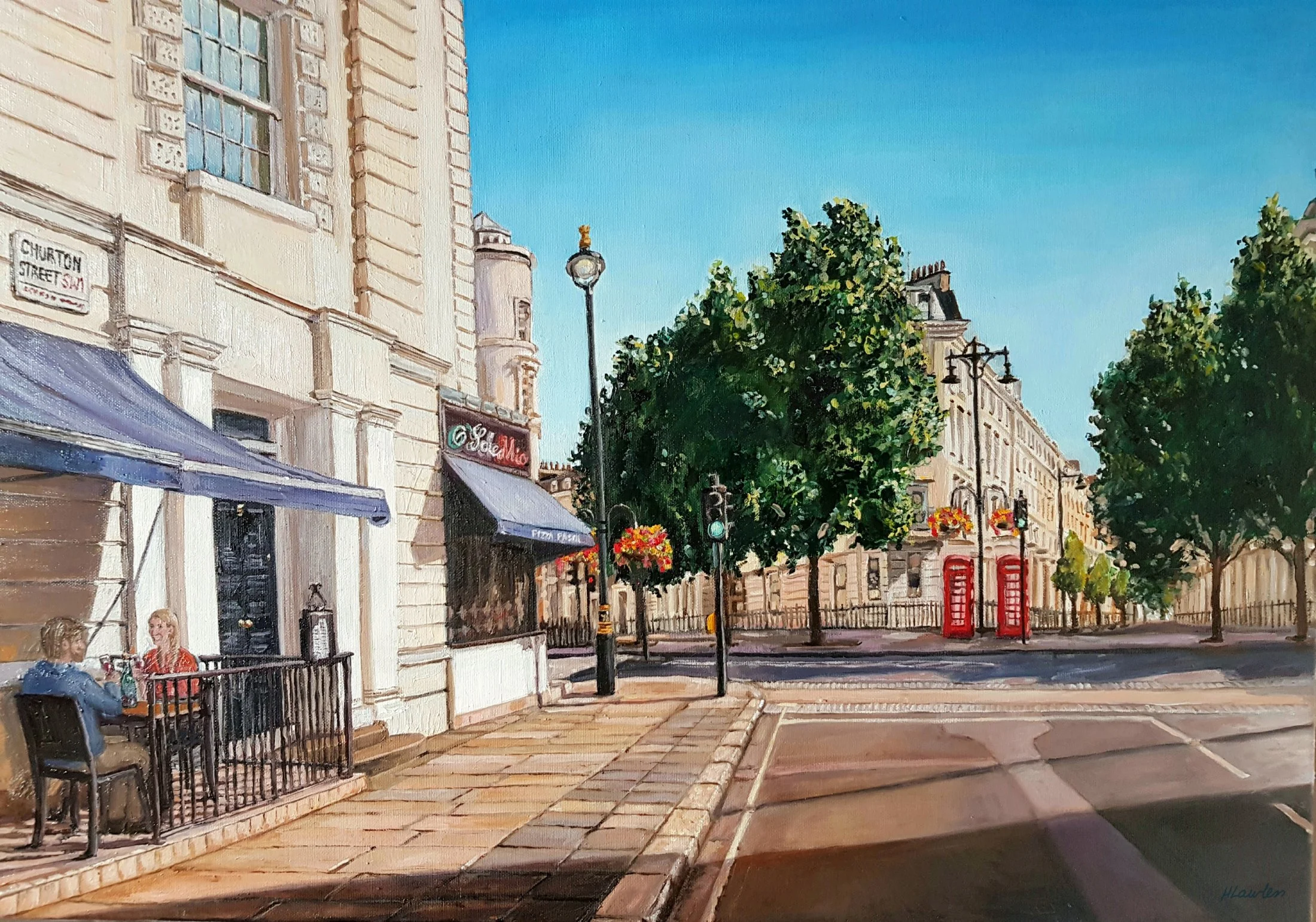 "O Sole Mio, Pimlico", Oil on canvas, 70 × 50cm, 2022. Sold.