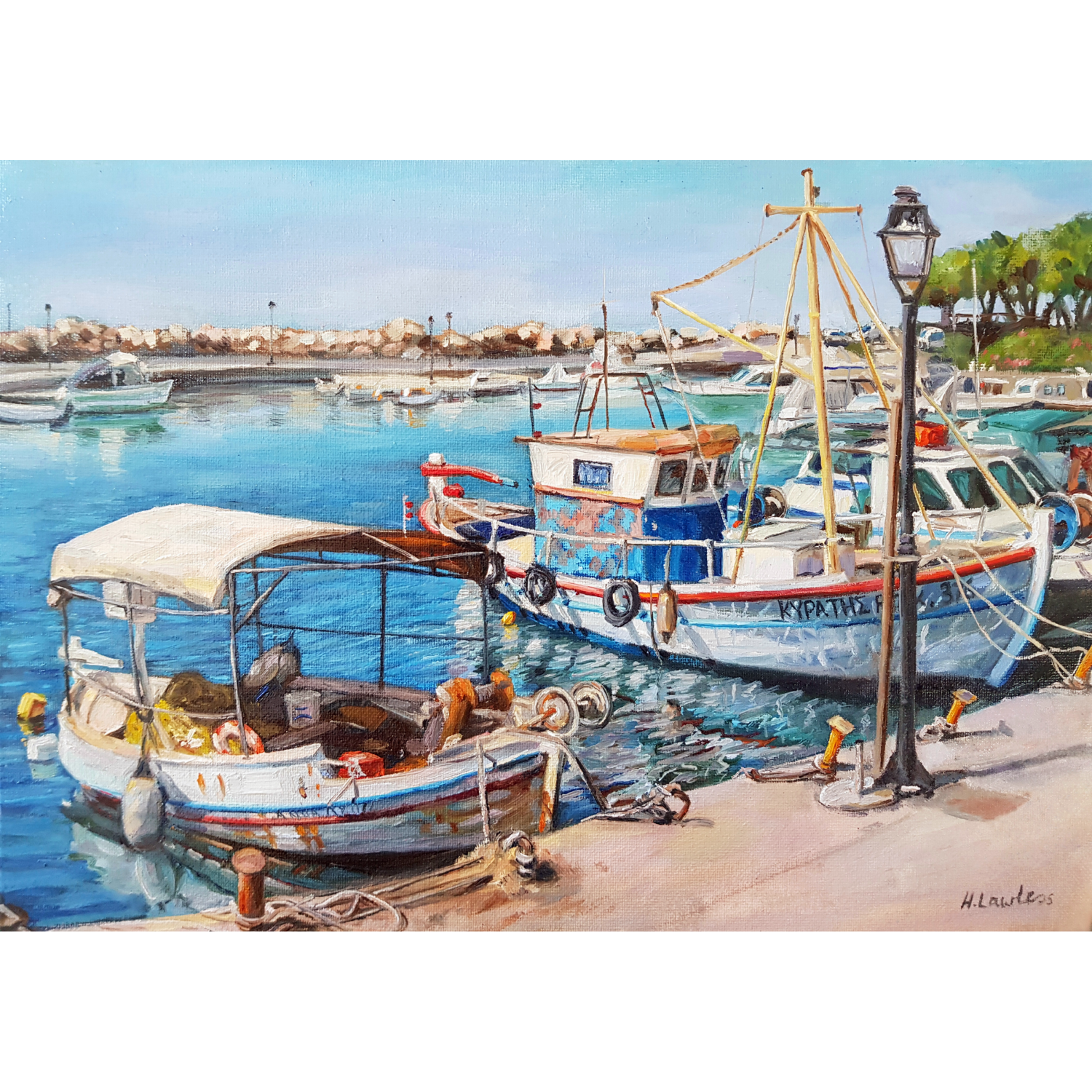 Nea Chora Marina Fishing Boats - Harriet Lawless Artist