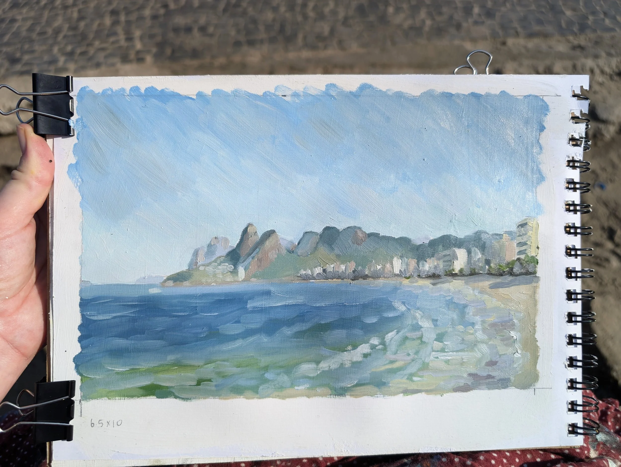 oil painting on Ipanema Beach, Brazil