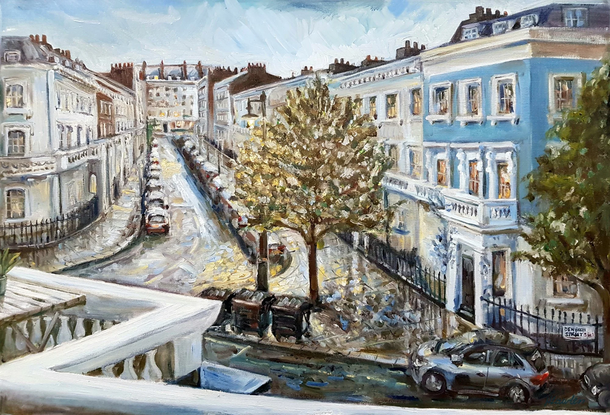 "Twilight Rain, Pimlico", Oil on canvas board, 76 × 51cm, 2021. Sold.
