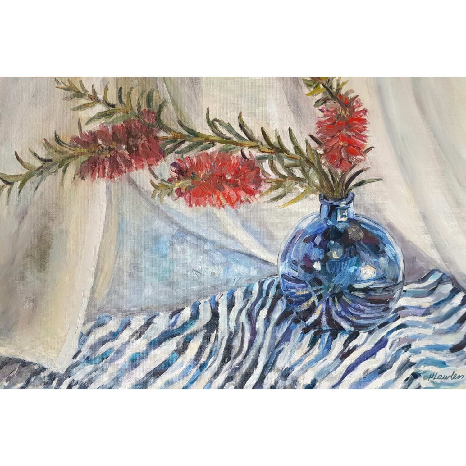 Moreton Place Bottle Brush, In A Blue Vase