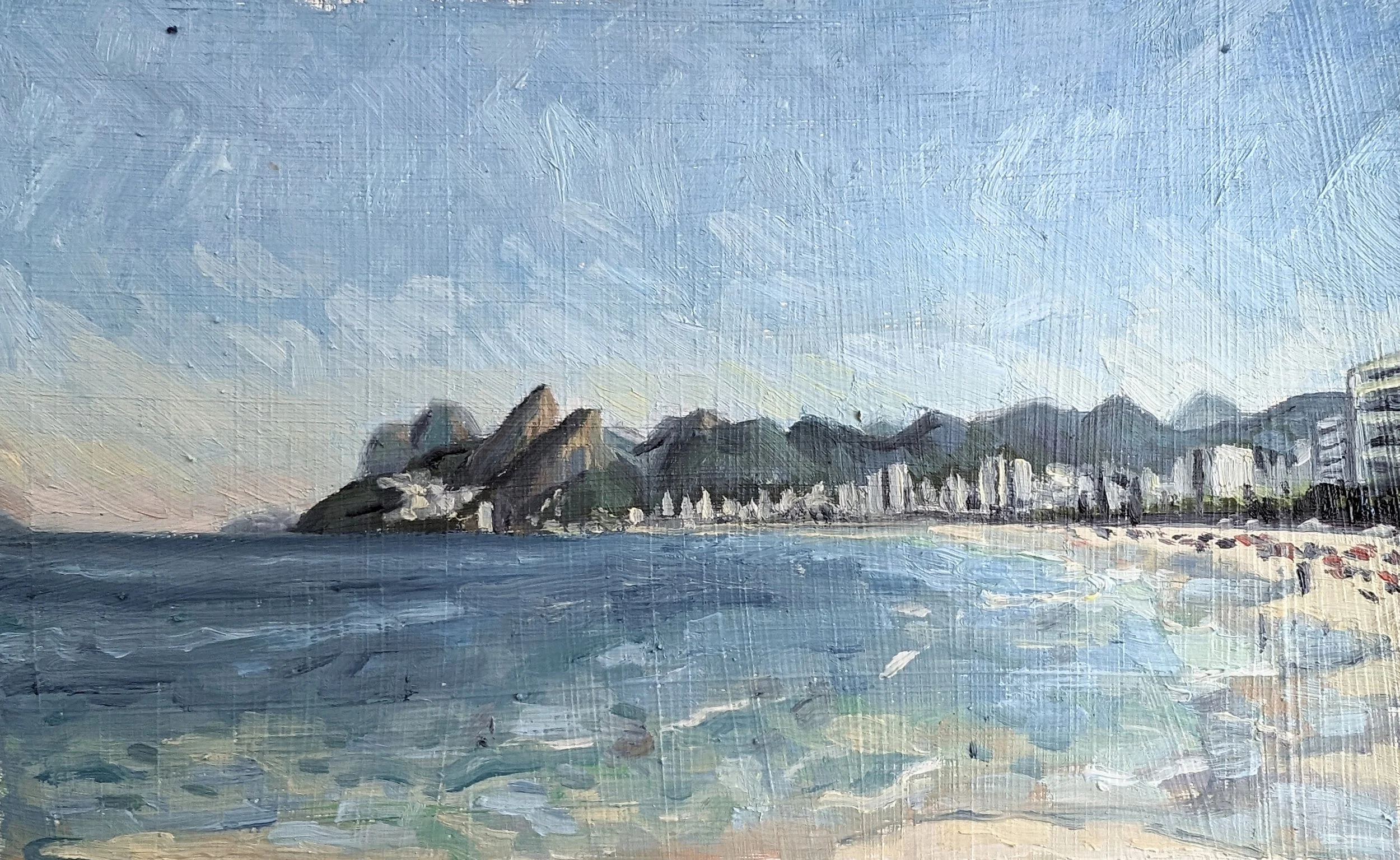 oil painting sketch on Ipanema Beach, Brazil
