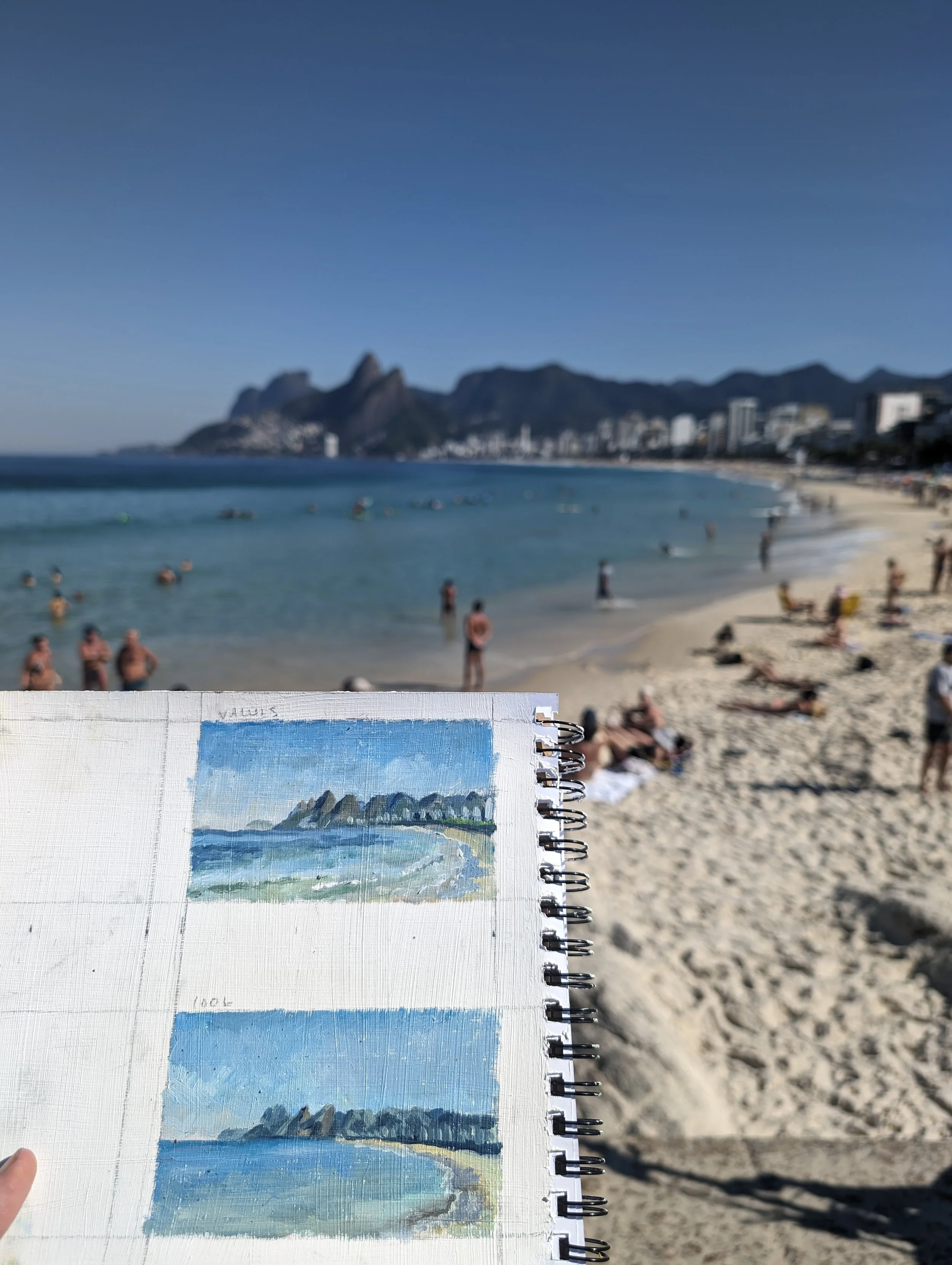 oil painting on Ipanema Beach, Brazil