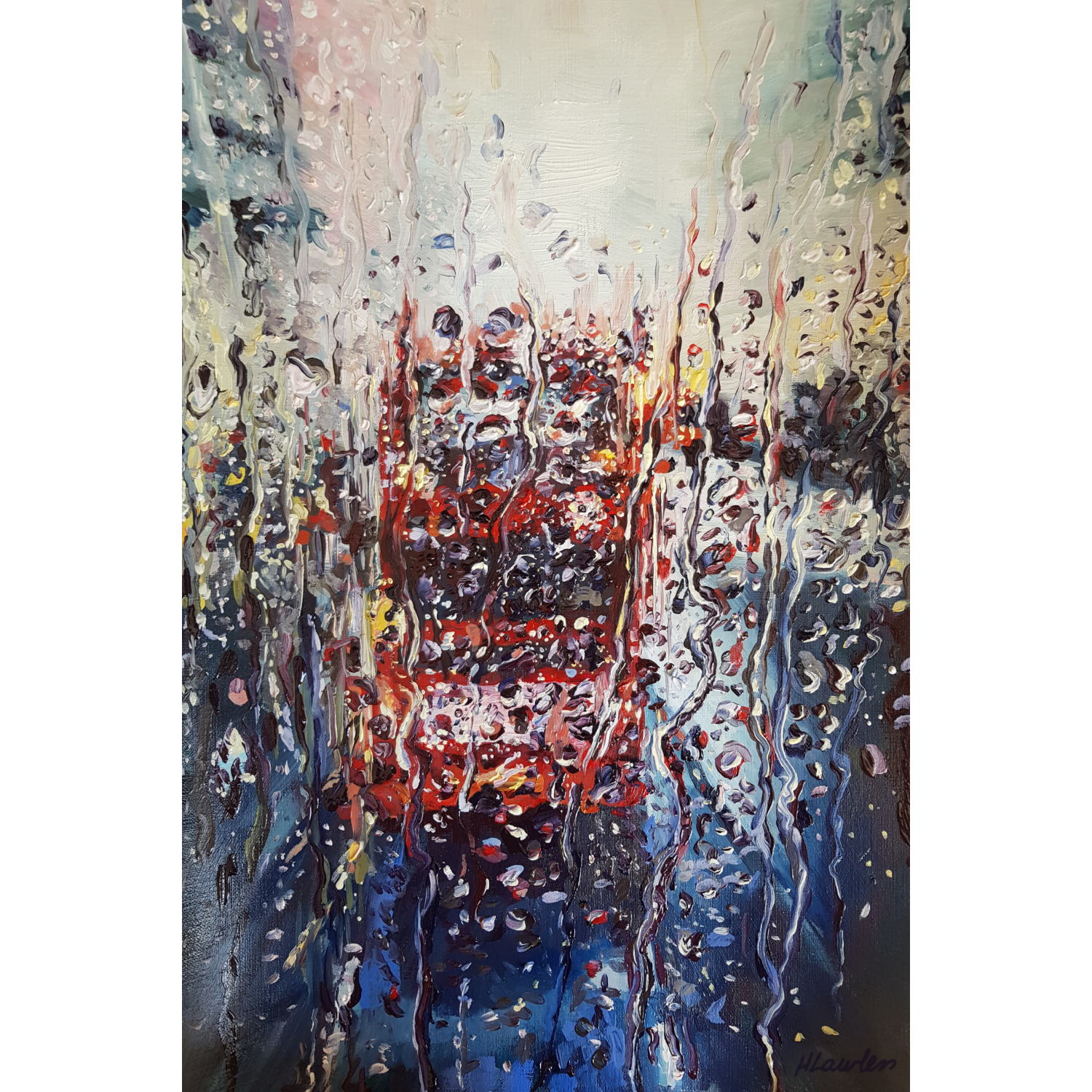 Rainy London Bus At Night - Harriet Lawless Artist