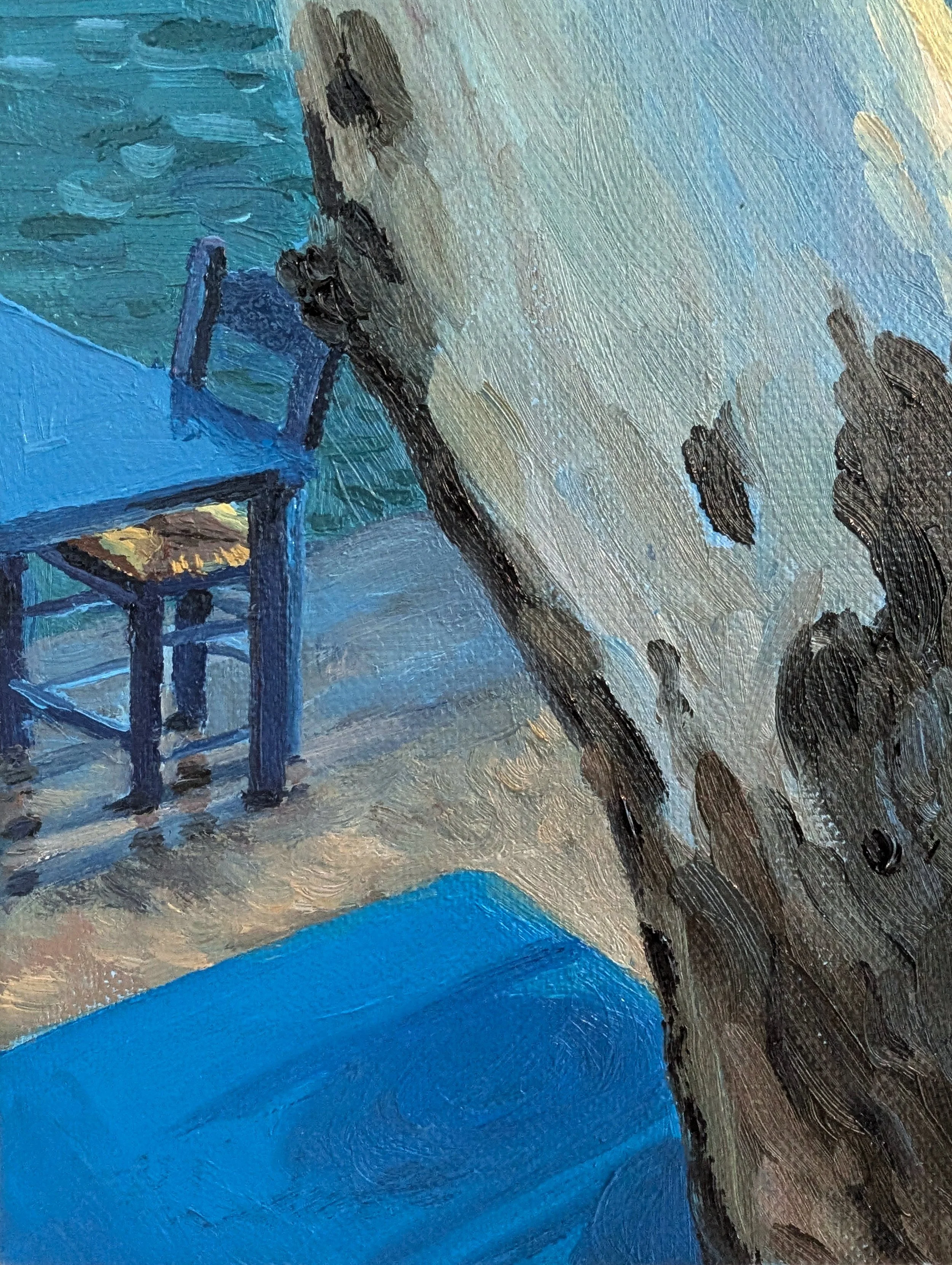 Seaside Taverna, Last Light in Vathy - Harriet Lawless Artist