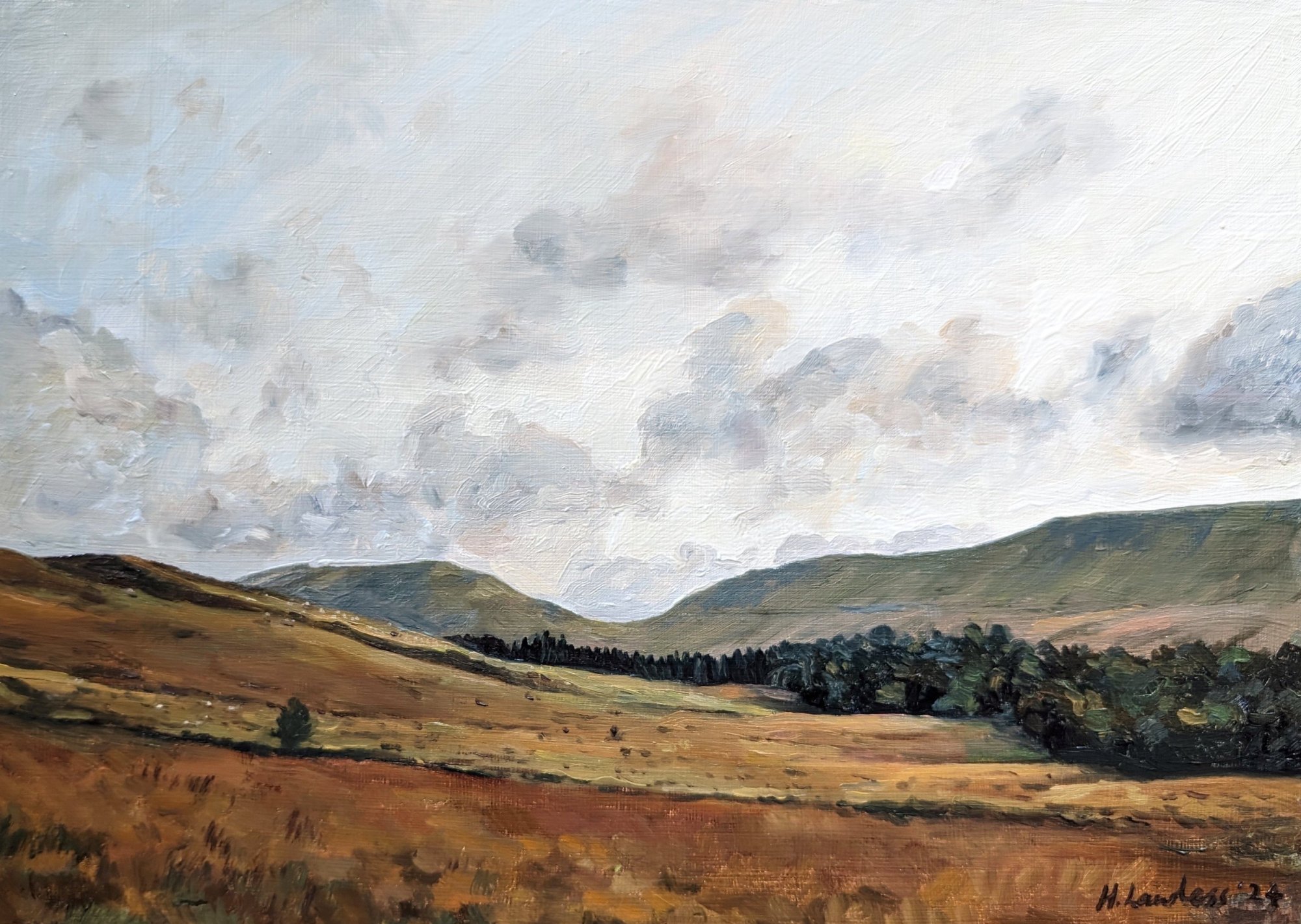 "Soft Sunrise Over Pen Y Fan", Oil on board, 35 × 25cm, 2024. Sold.