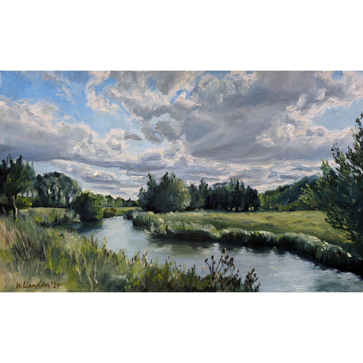 Dramatic clouds over the River Lea, Hertford