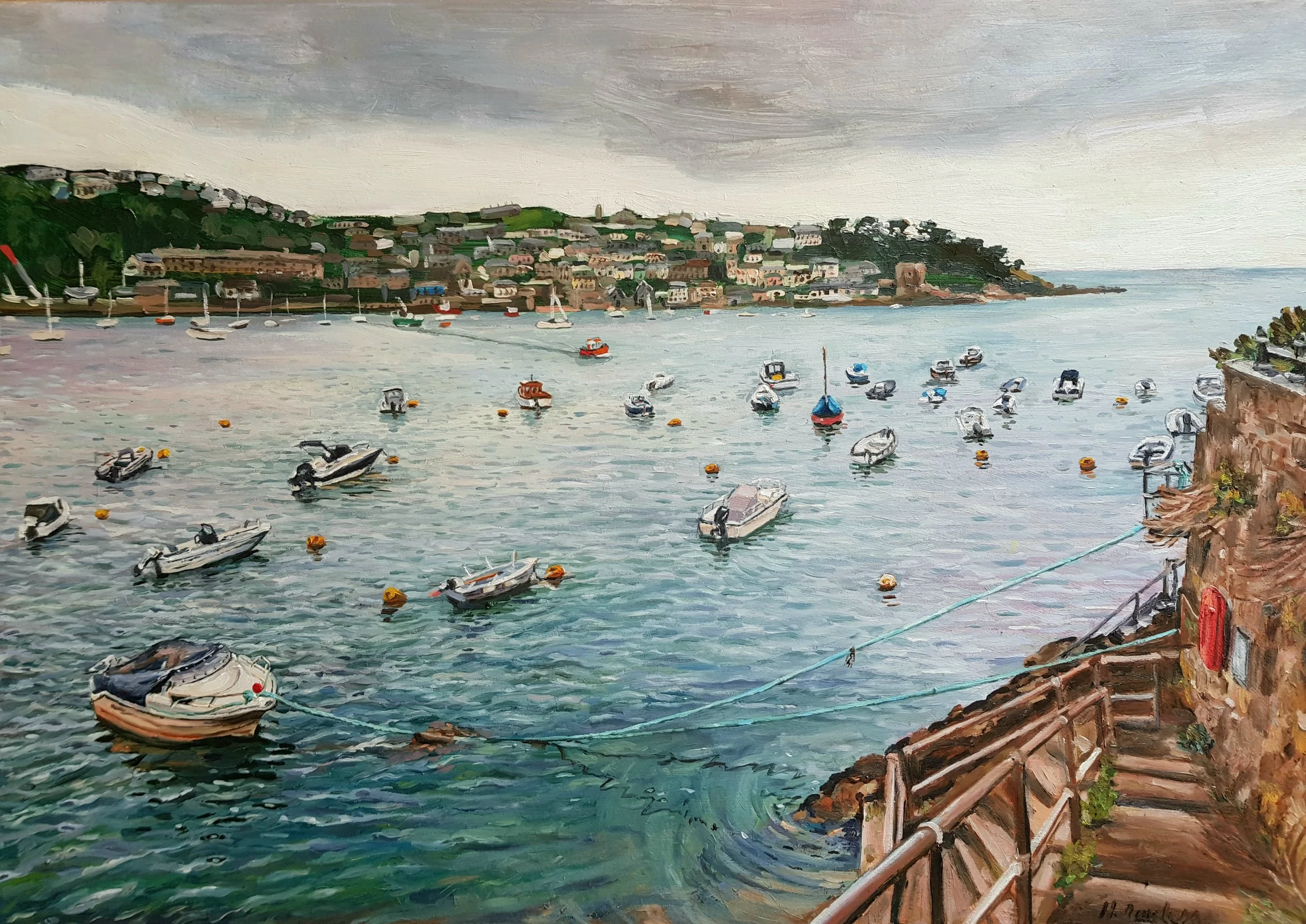 "Fowey Harbour, Cornwall", Oil on board, 50 × 35cm, 2022. Sold.