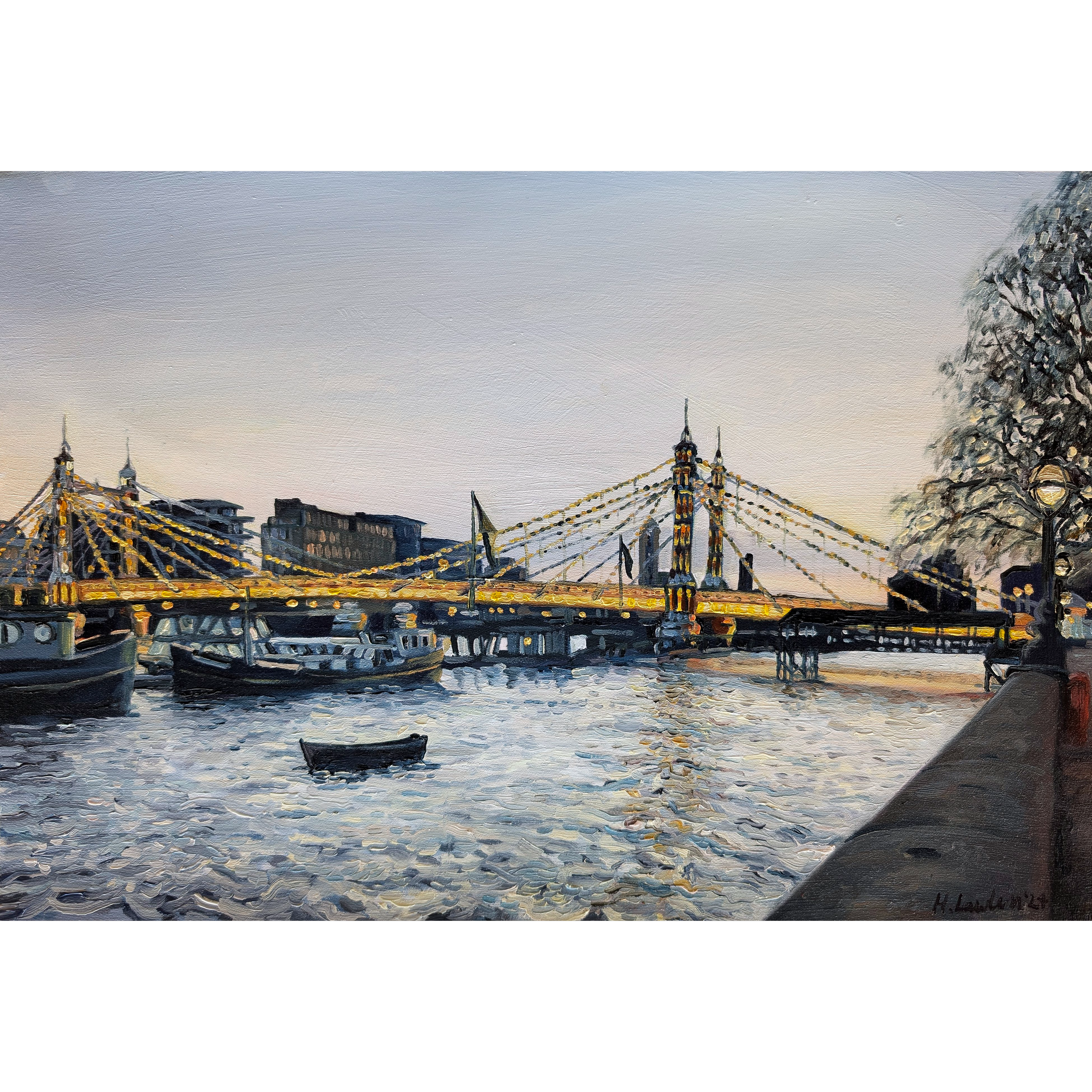 Albert Bridge, Silvery Dusk - Harriet Lawless Artist