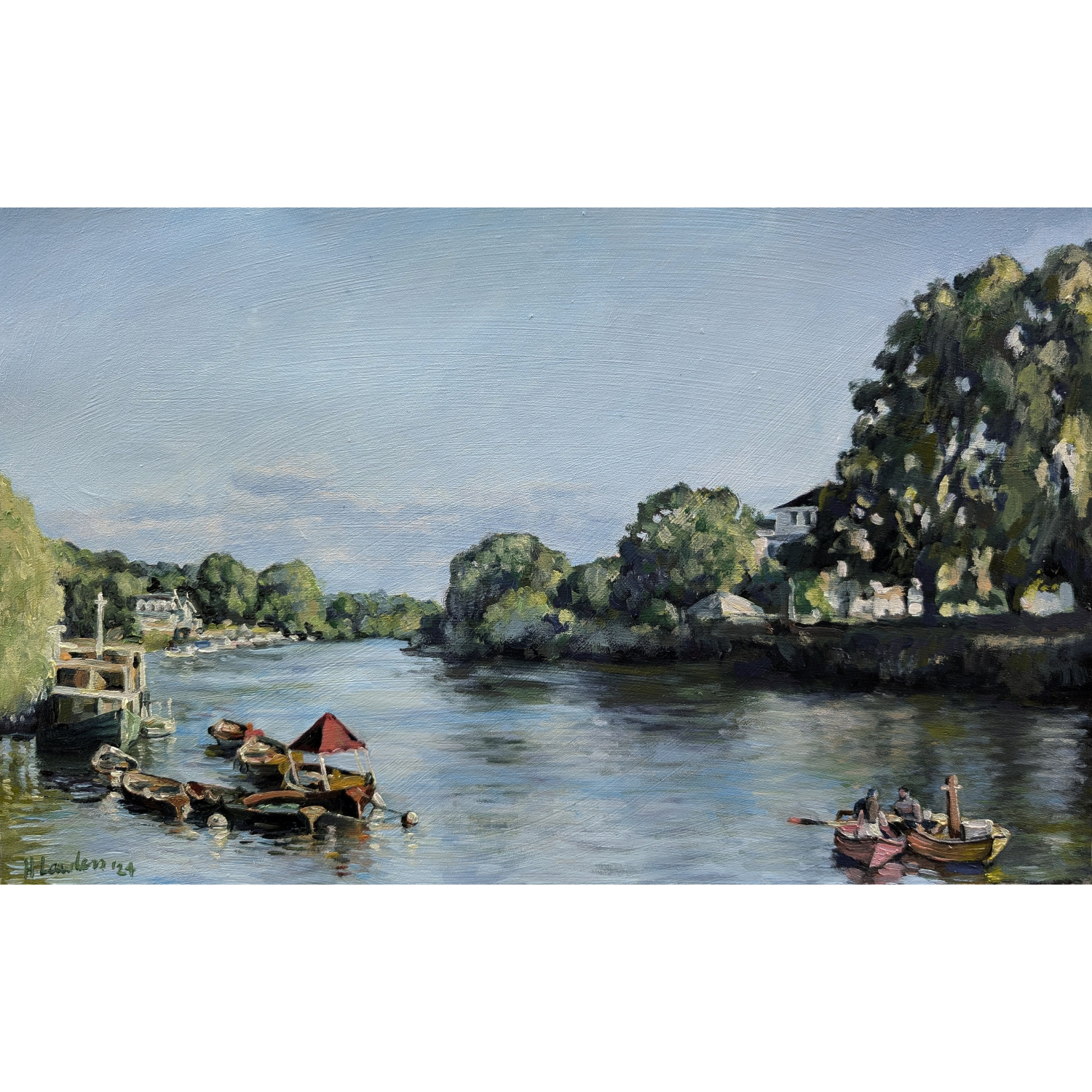 Summer rowing on the Thames at Richmond - Harriet Lawless Artist