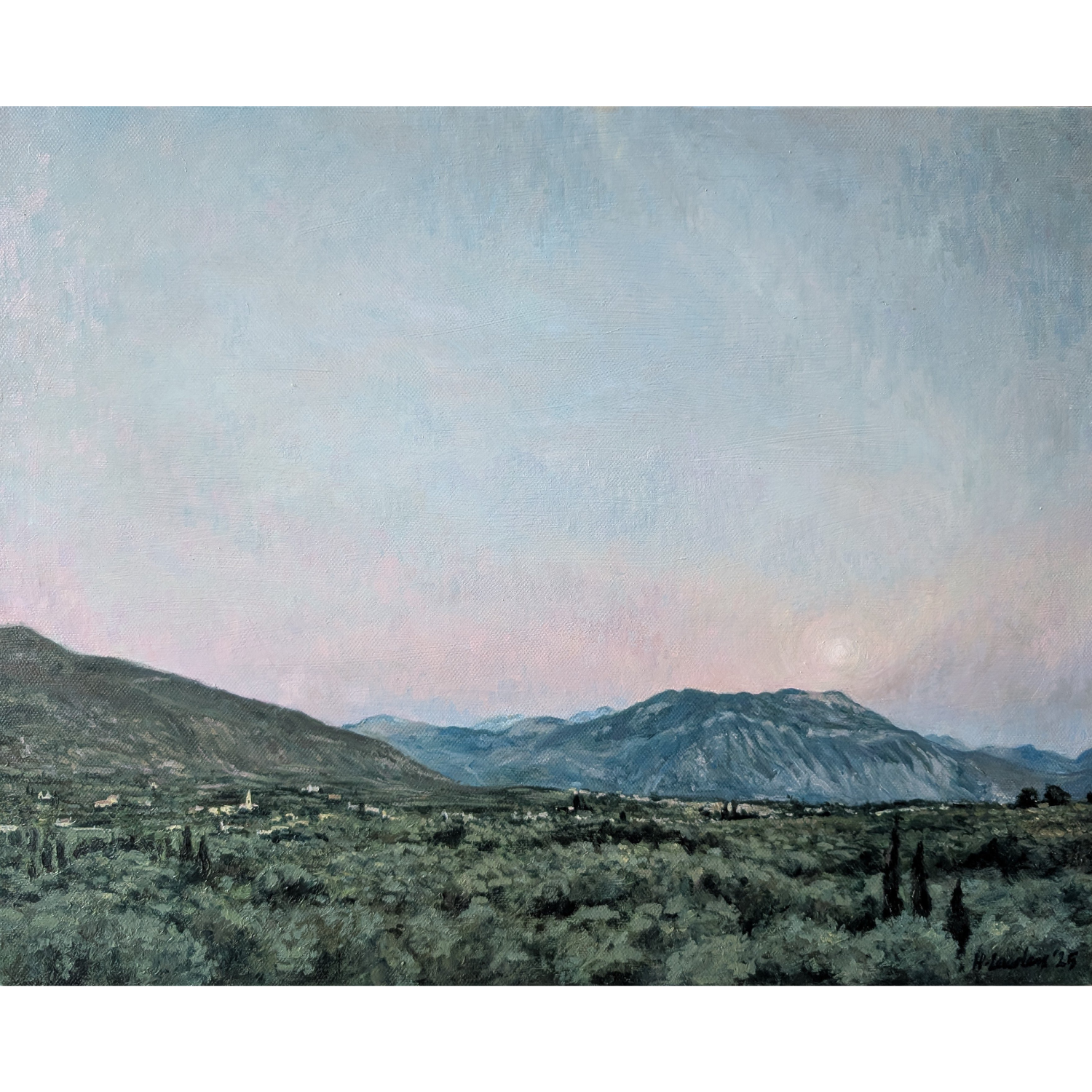 Moonrise Over Olive Groves, Kalamata - Harriet Lawless Artist