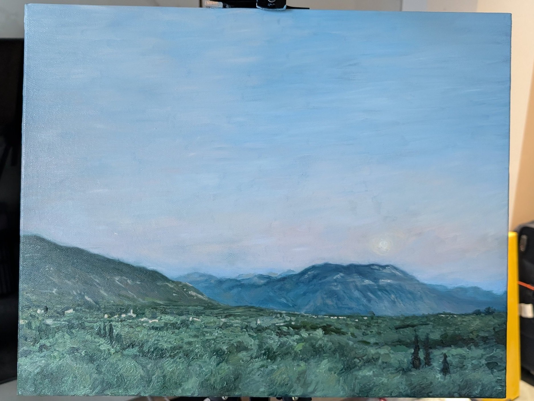 oil painting of Kalamata, Greece by Harriet Lawless