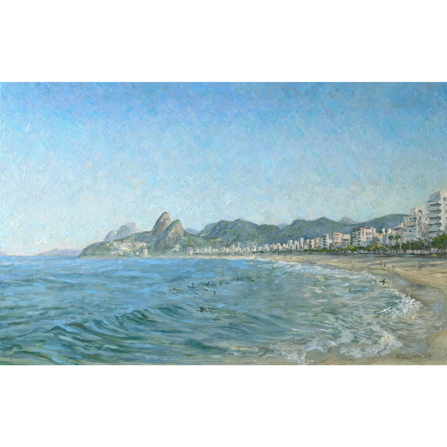 Morning Moonset, Winter On Ipanema Beach