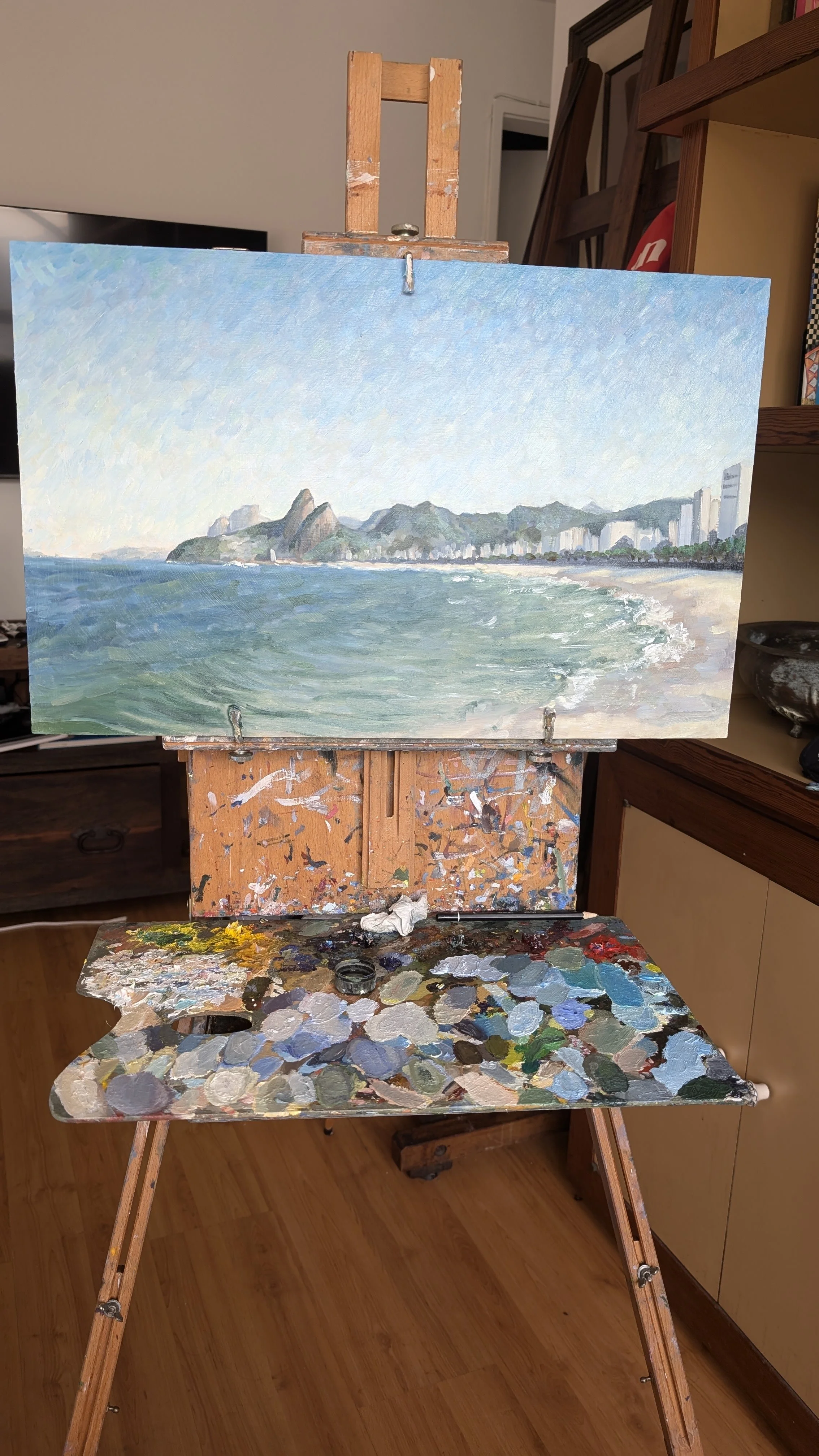 oil painting of Ipanema Beach, Brazil
