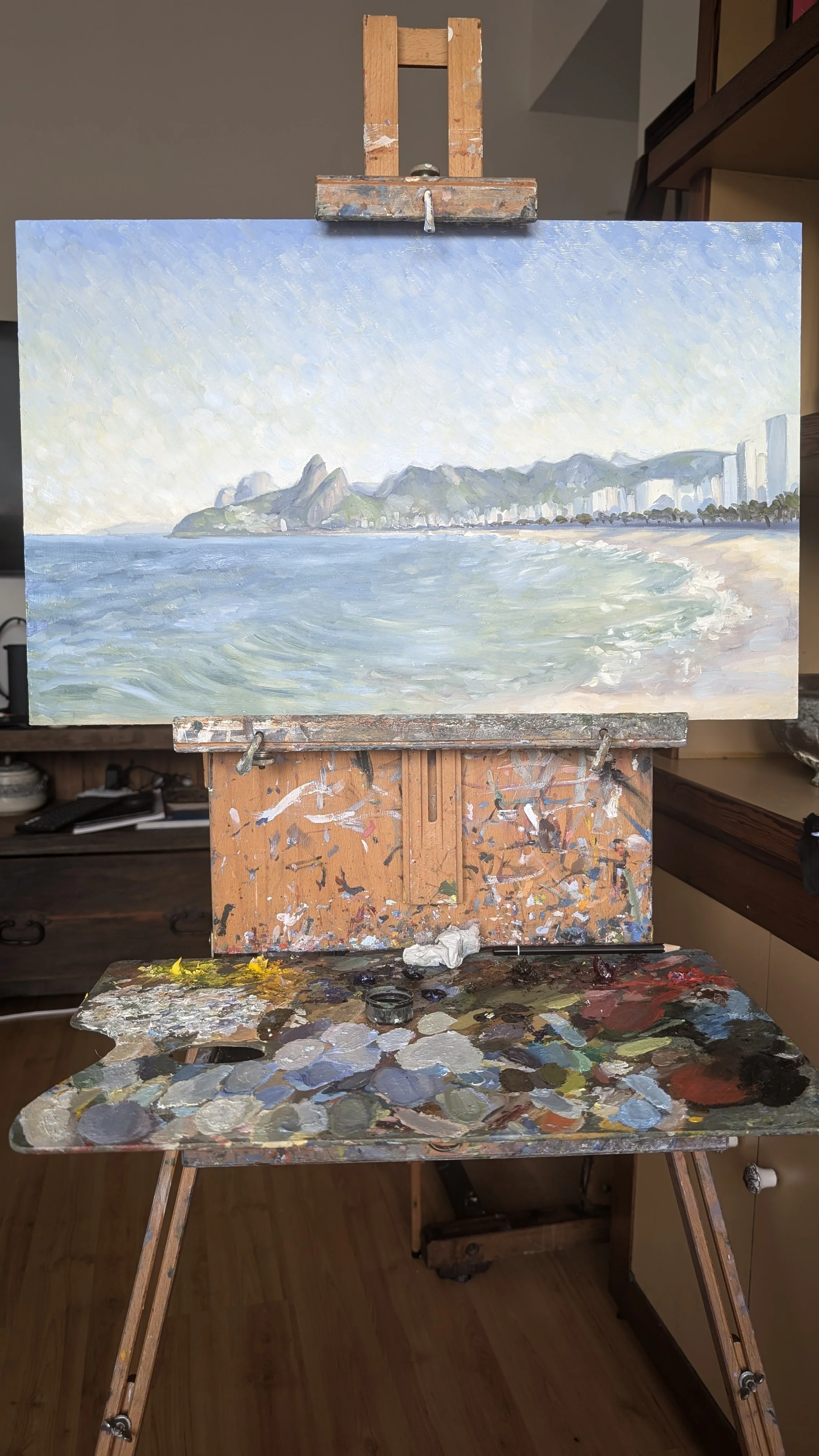 oil painting of Ipanema Beach, Brazil