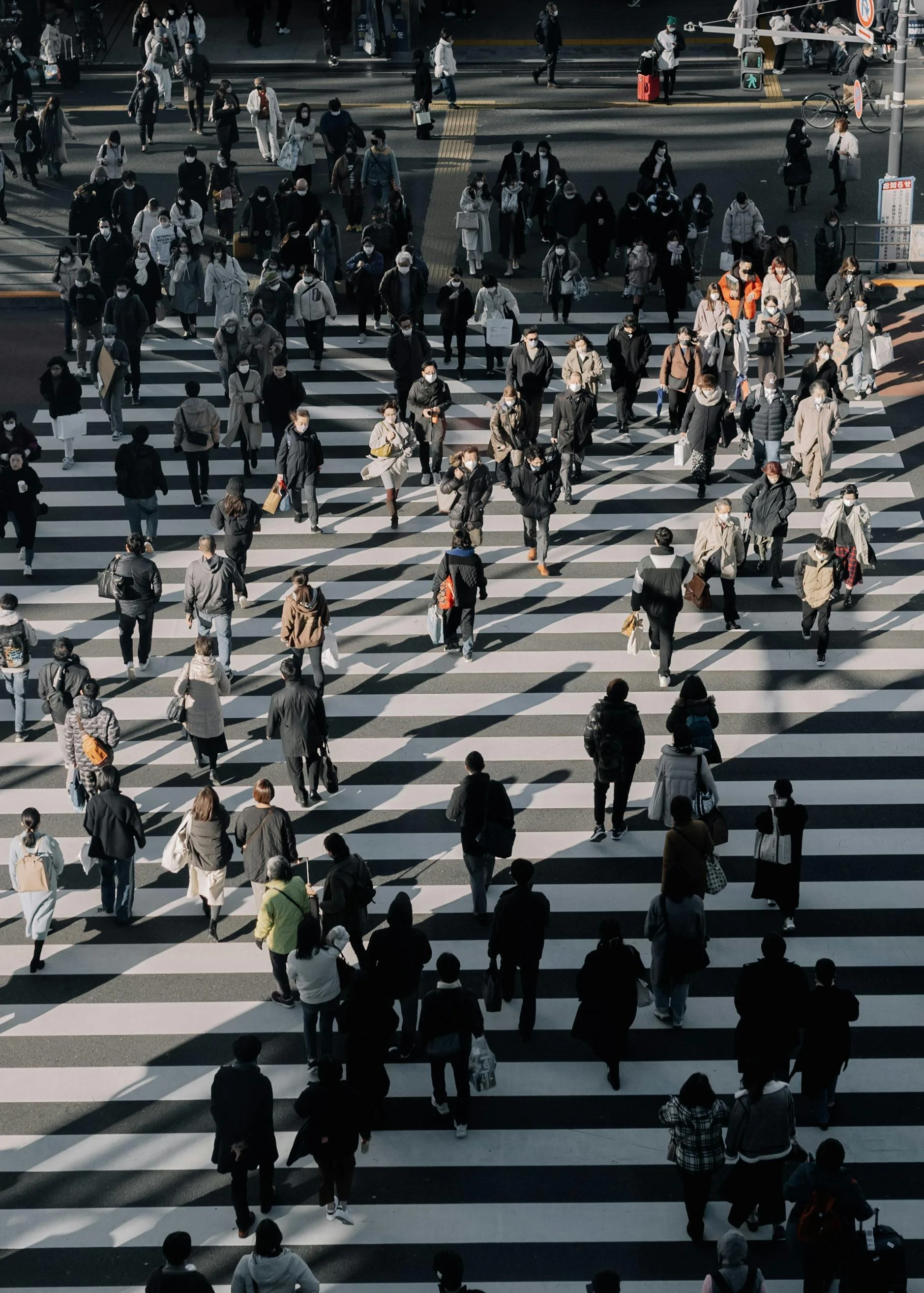 People walking on a busy zebra crossing
