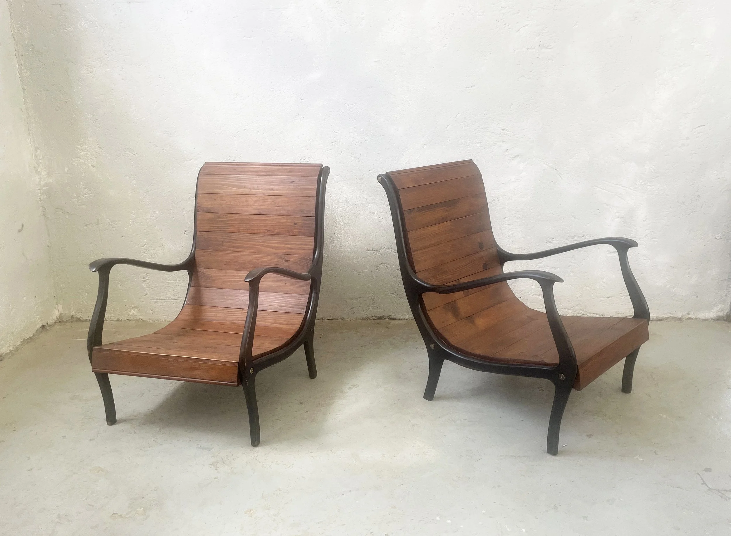 coppia poltrone legno