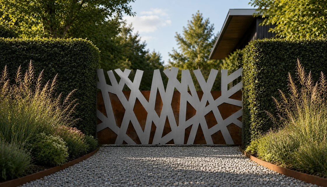 3D visualization proposal cortensteel gate, Hoogland | Ontwerpvoorstel entree poort
