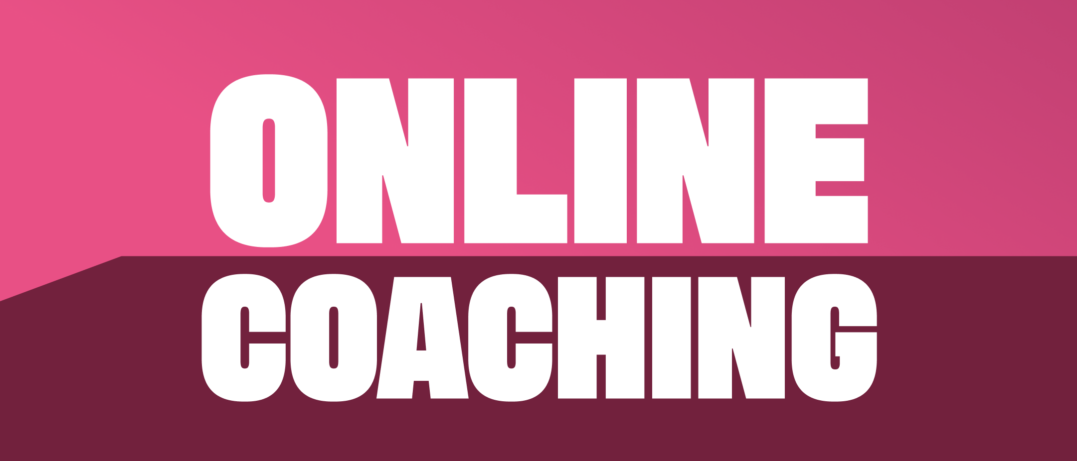 Text reads 'ONLINE COACHING' with a pink and maroon background.
