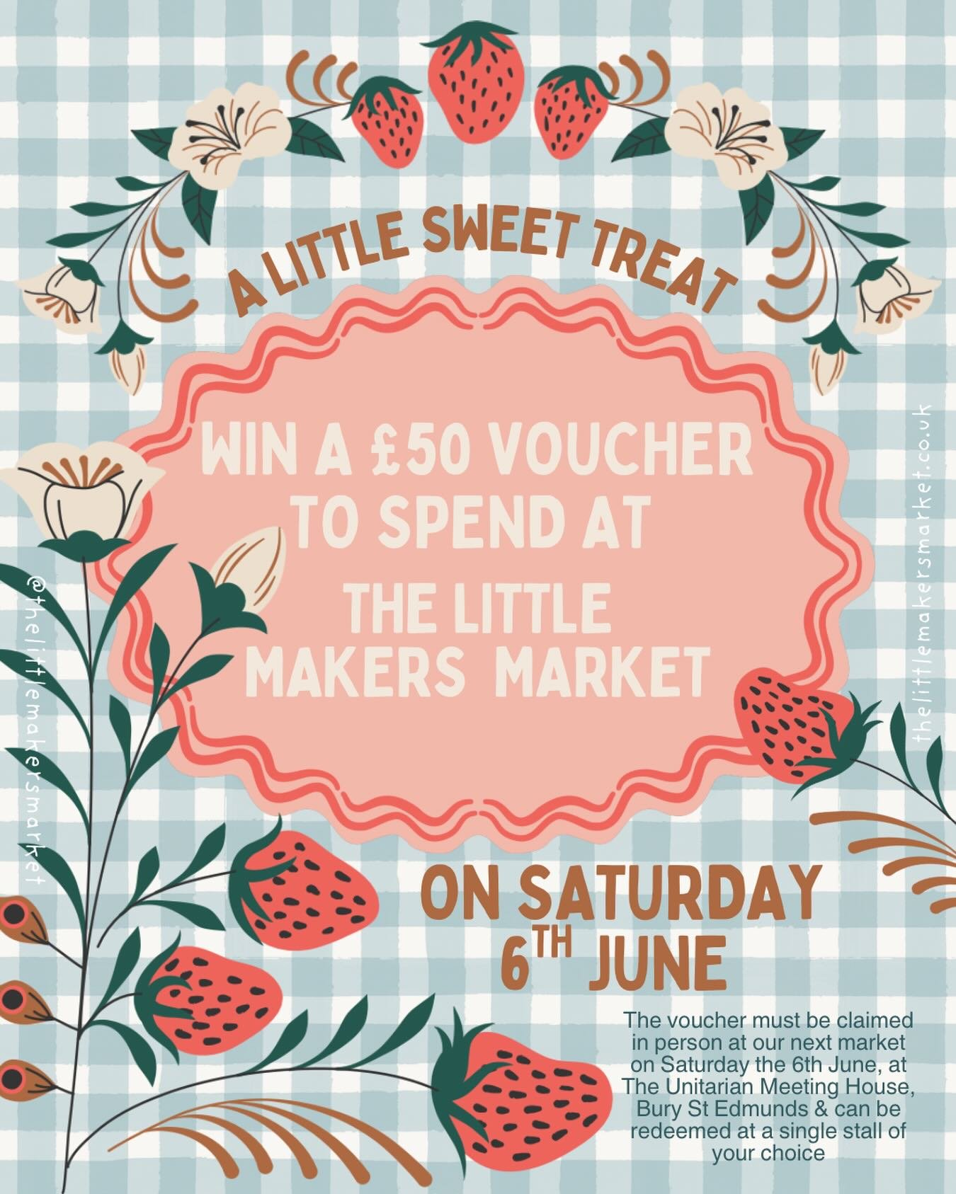 Sunshine, small businesses &amp; a little treat for yourself, what could be better?? Oh yes, a giveaway 🍓

We&rsquo;re giving one lucky winner a &pound;50 voucher to spend at The Little Makers Market on Saturday 6th June, perfect for picking up some