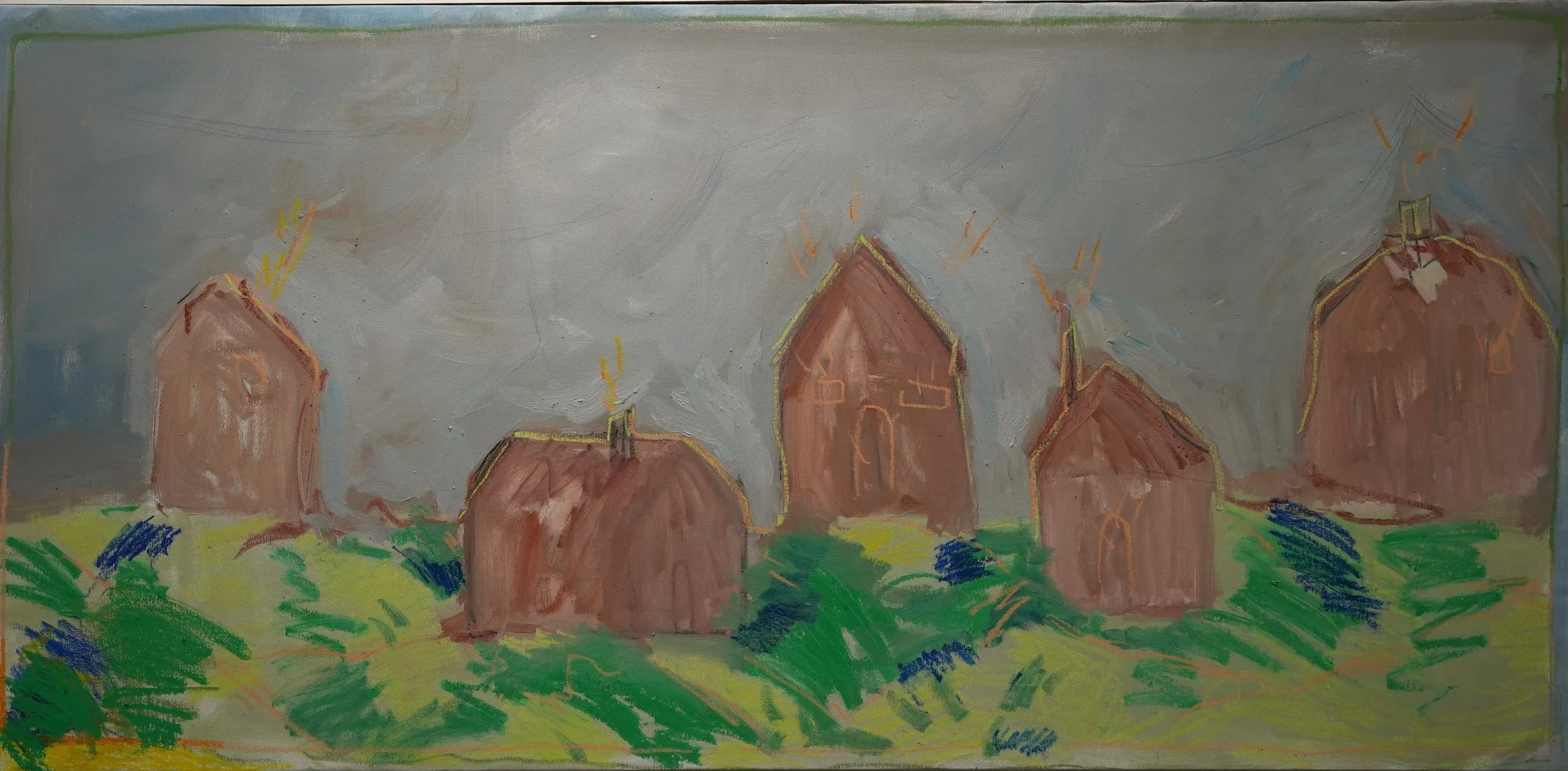 Burning Houses
2025
oil on canvas
75 x 150 cm
