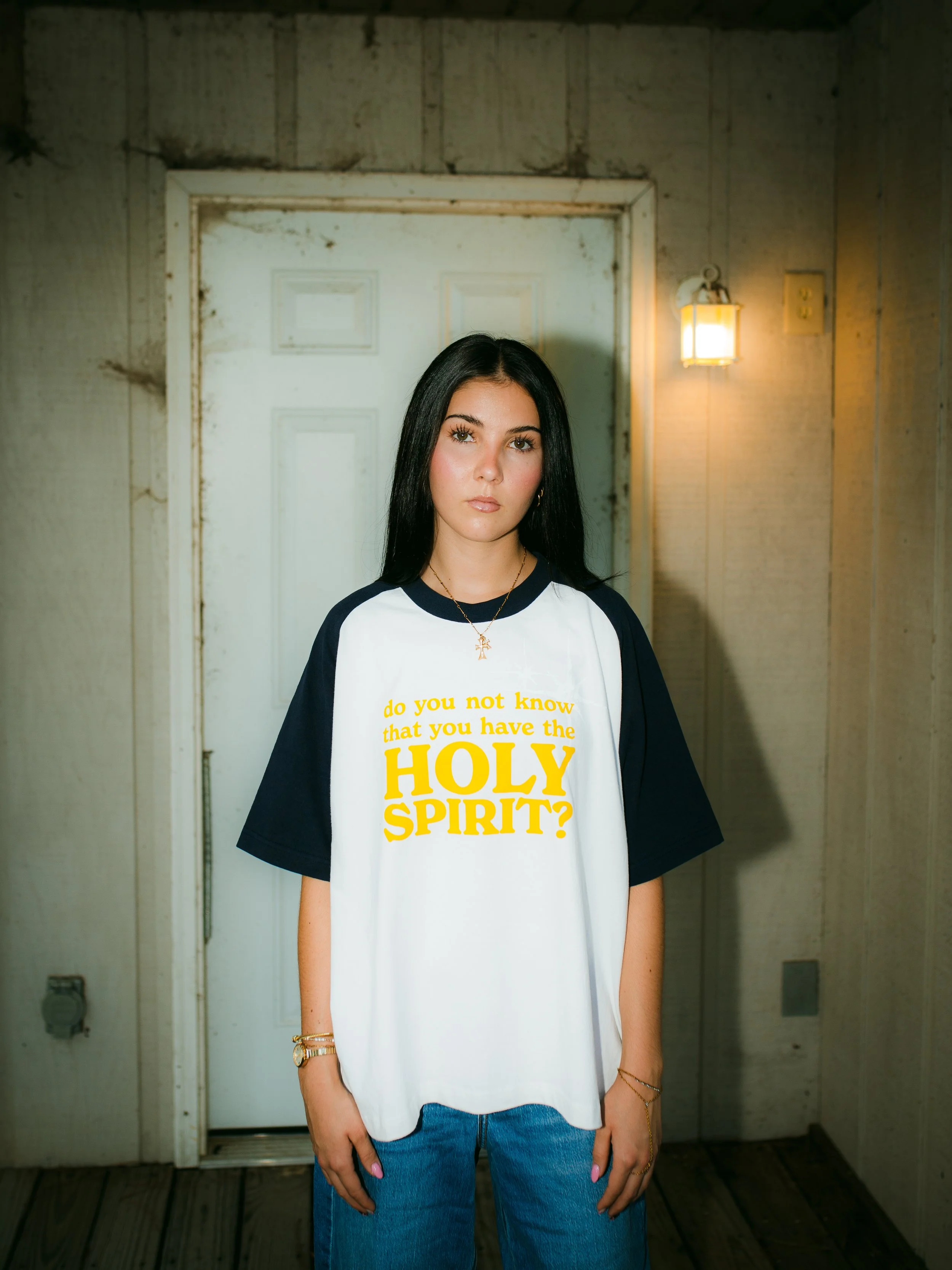 'Holy Spirit' Baseball Tee - Navy