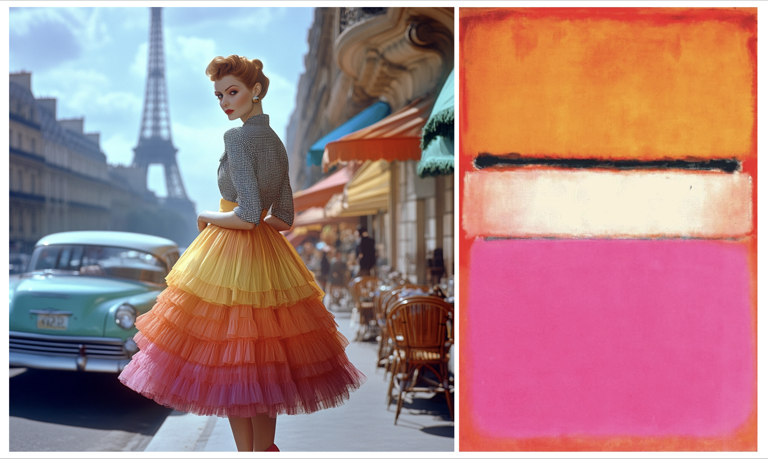 A Vivid Vision: AI Fashion Blends 1950s Silhouettes with Colour Field Art