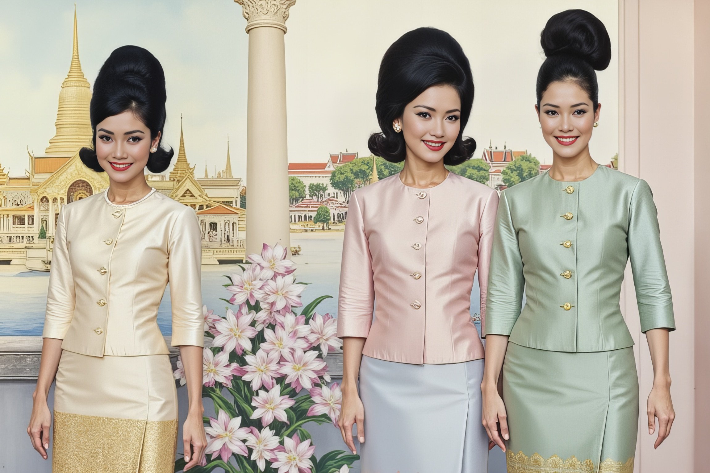 ฝึก AI ให้รู้จักทรงผมสไตล์ไทยยุค 1960s ในชุดไทยเรือนต้น