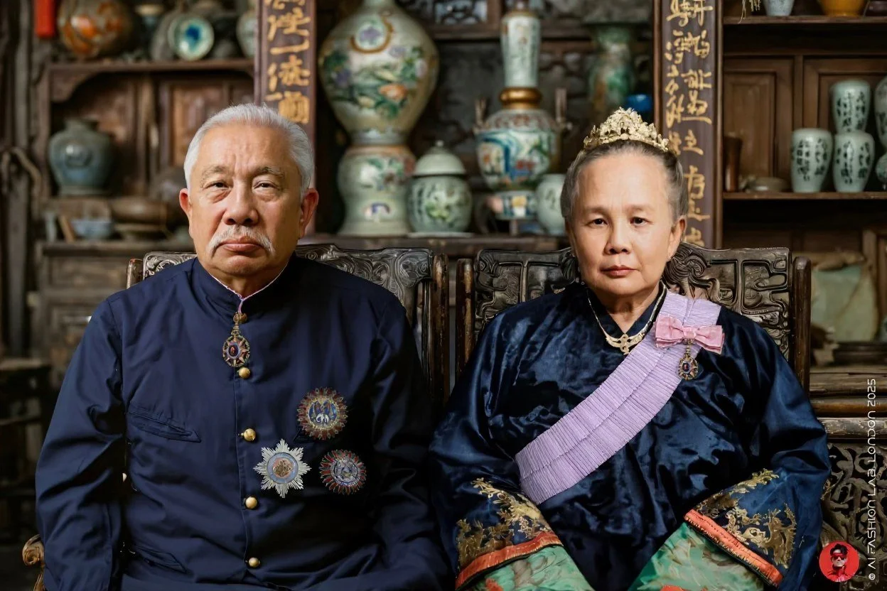 พระยาดำรงสุจริตมหิศรภักดี และ คุณหญิงดำรงสุจริตมหิศรภักดี เจ้าเมืองระนองคนที่ ๓ ระหว่าง พ.ศ. ๒๔๒๐ – ๒๔๓๓