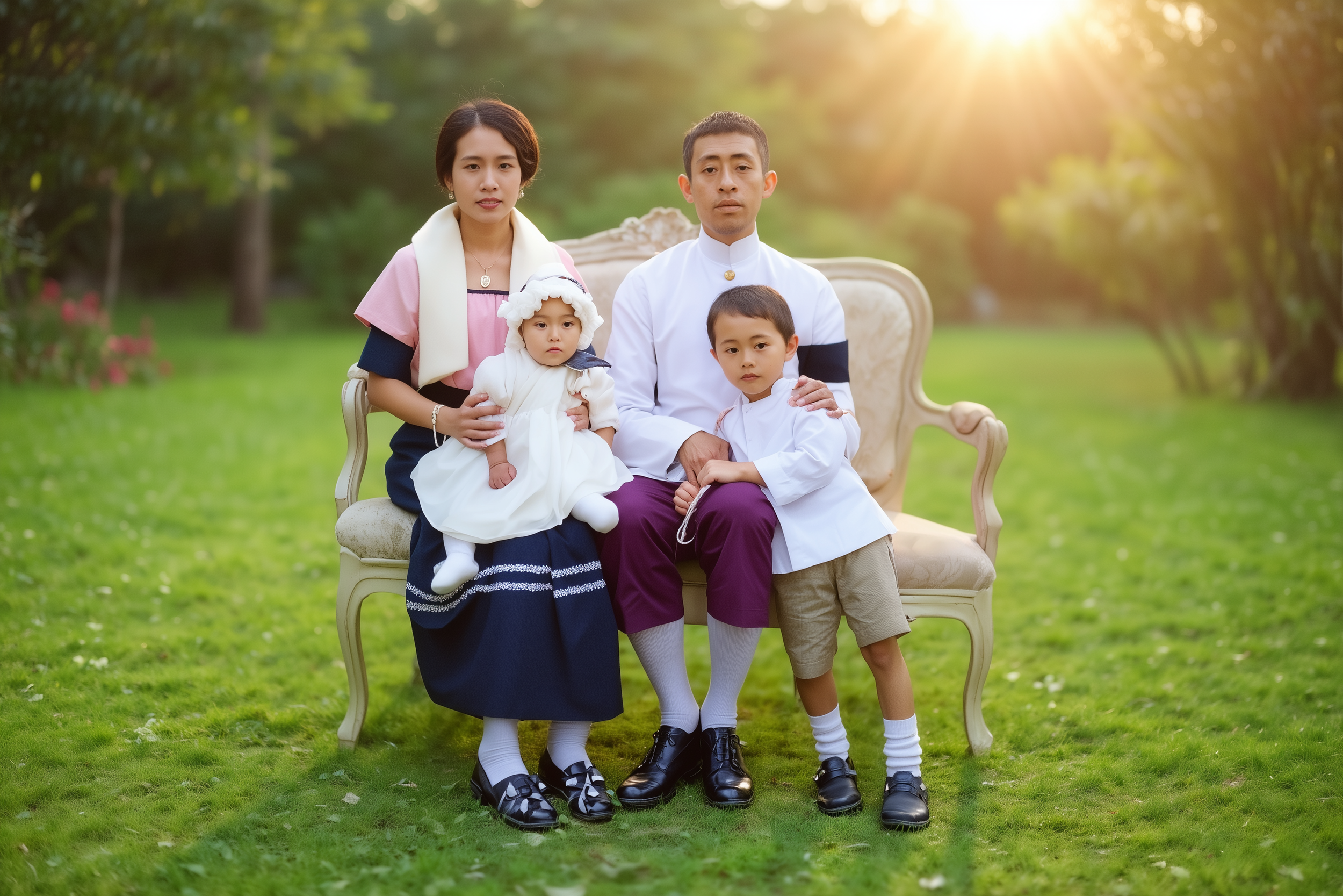หม่อมศรีพรหมา กฤดากร ณ อยุธยา (เจ้าศรี ณ น่าน) และหม่อมเจ้าสิทธพร กฤษดากร พร้อมครอบครัว
