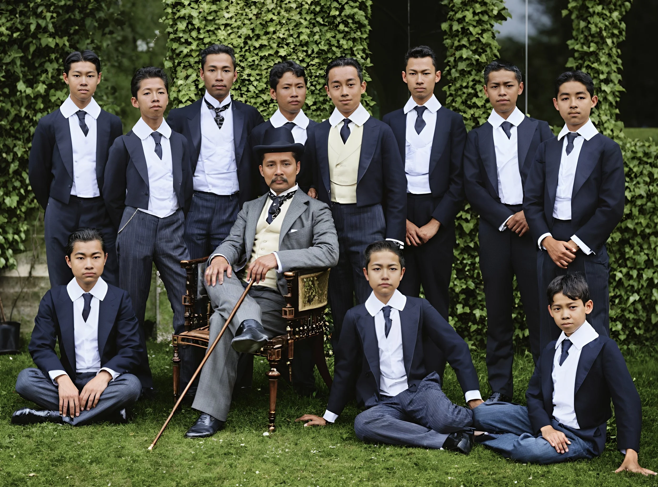 พระบรมฉายาลักษณ์ของพระบาทสมเด็จพระจุลจอมเกล้าเจ้าอยู่หัว พร้อมด้วยพระราชโอรส 11 พระองค์