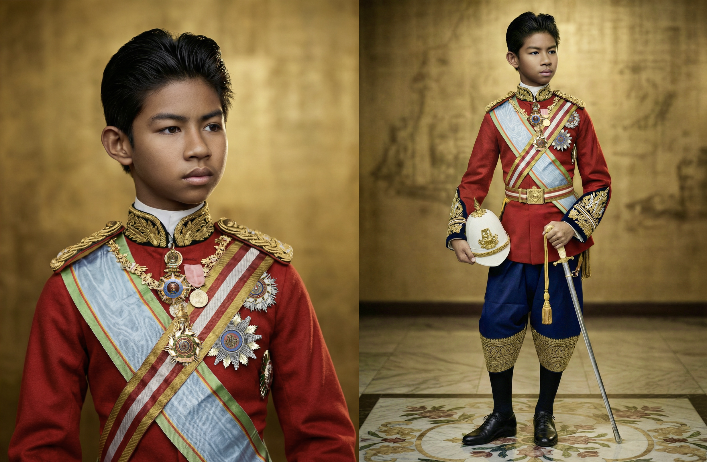 “เจ้าฟ้ามหาวชิรุณหิศ” ทรงฉลองพระองค์ในชุดเครื่องแบบเต็มยศราชองครักษ์ทหารมหาดเล็กราชวัลลภรักษาพระองค์