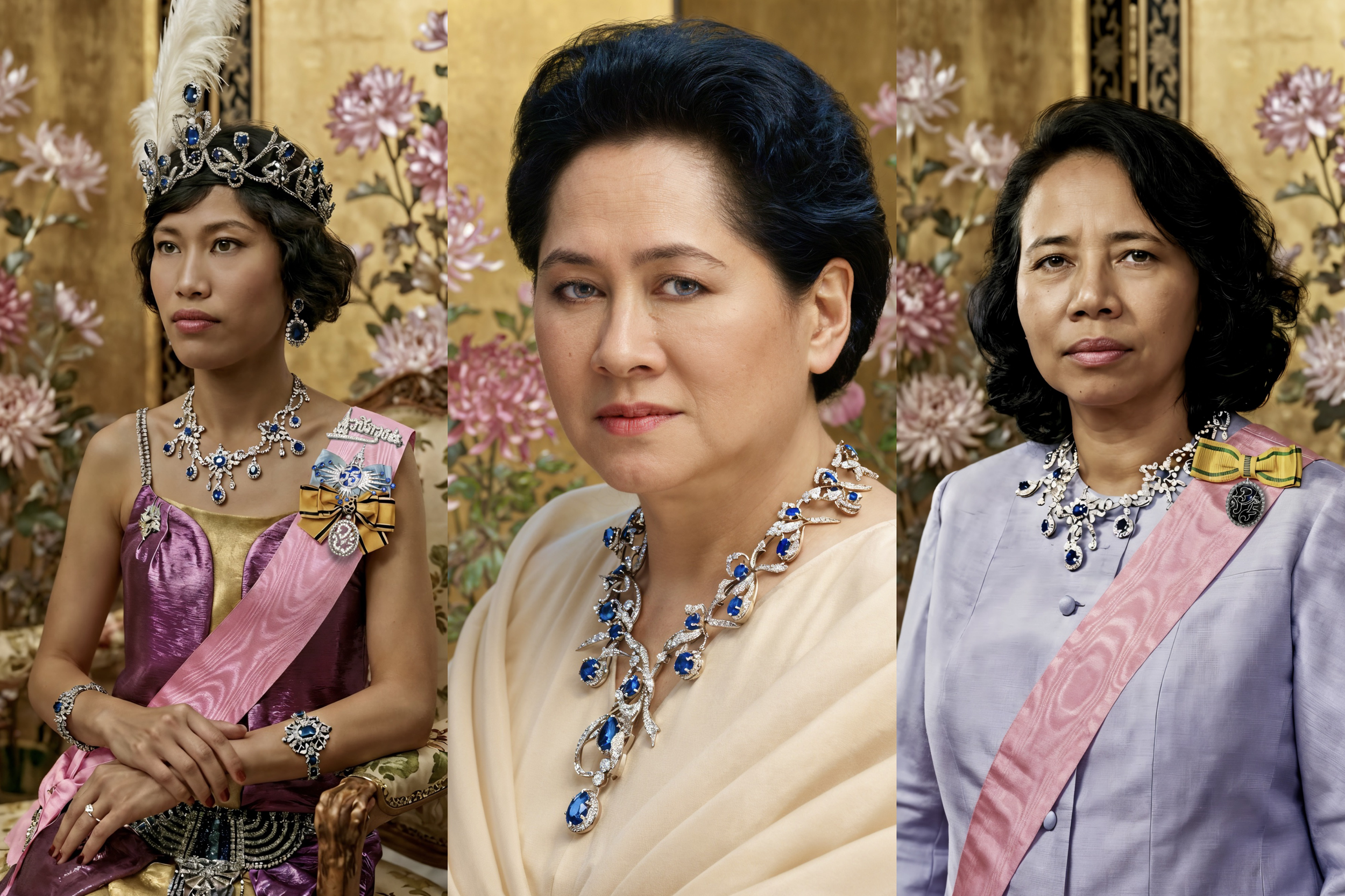 เครื่องเพชรชุดไพลิน ของสมเด็จพระศรีพัชรินทราบรมราชินีนาถ พระบรมราชชนนีพันปีหลวง