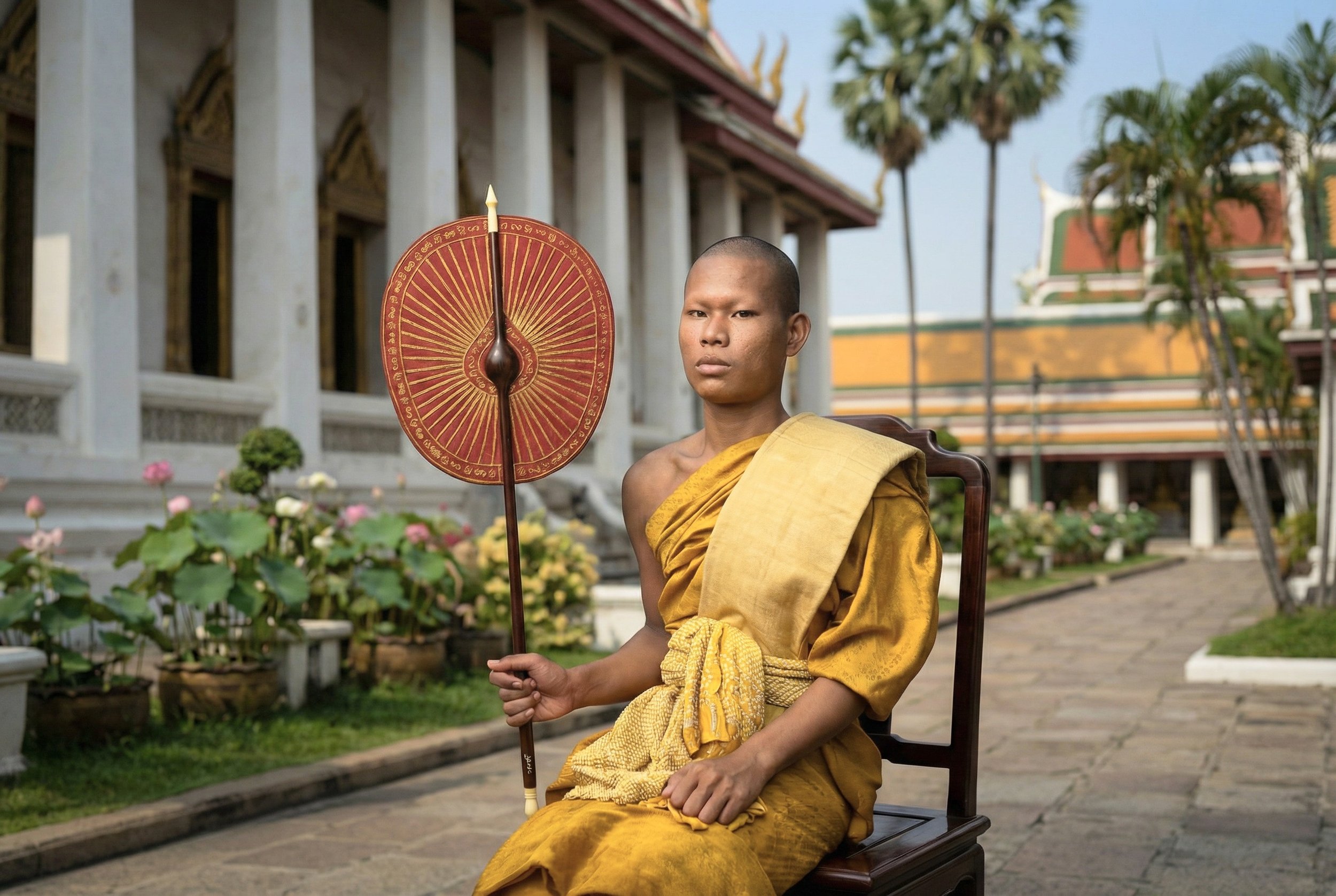 John Thomson: Siam — A Colourisation Project พระสงฆ์ไทยสมัยรัชกาลที่ ๔ ถือพัดเปรียญ