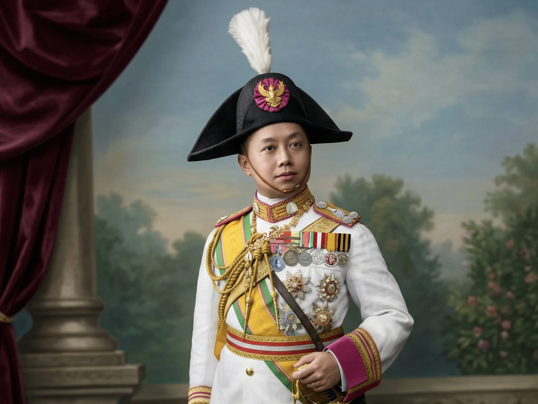 รัชกาลที่ ๖ ทรงฉลองพระองค์เครื่องแบบเต็มยศทหารรักษาวัง