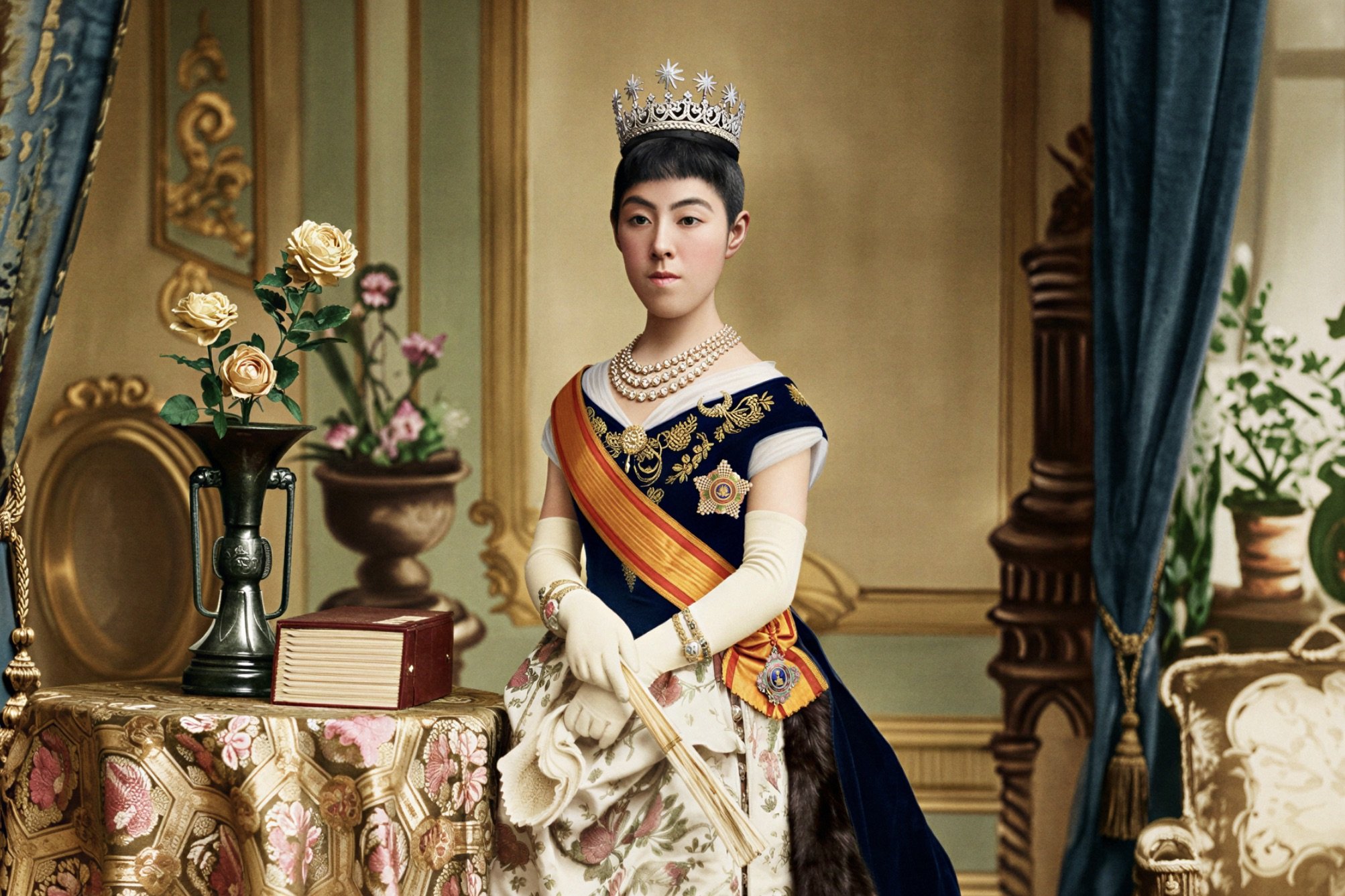 จักรพรรดินีโชเก็น และฉลองพระองค์ Manteau de Cour: การทูตผ่านเครื่องแต่งกาย และความเป็นสมัยใหม่ของเอเชีย พ.ศ. ๒๔๒๙–๒๔๕๓