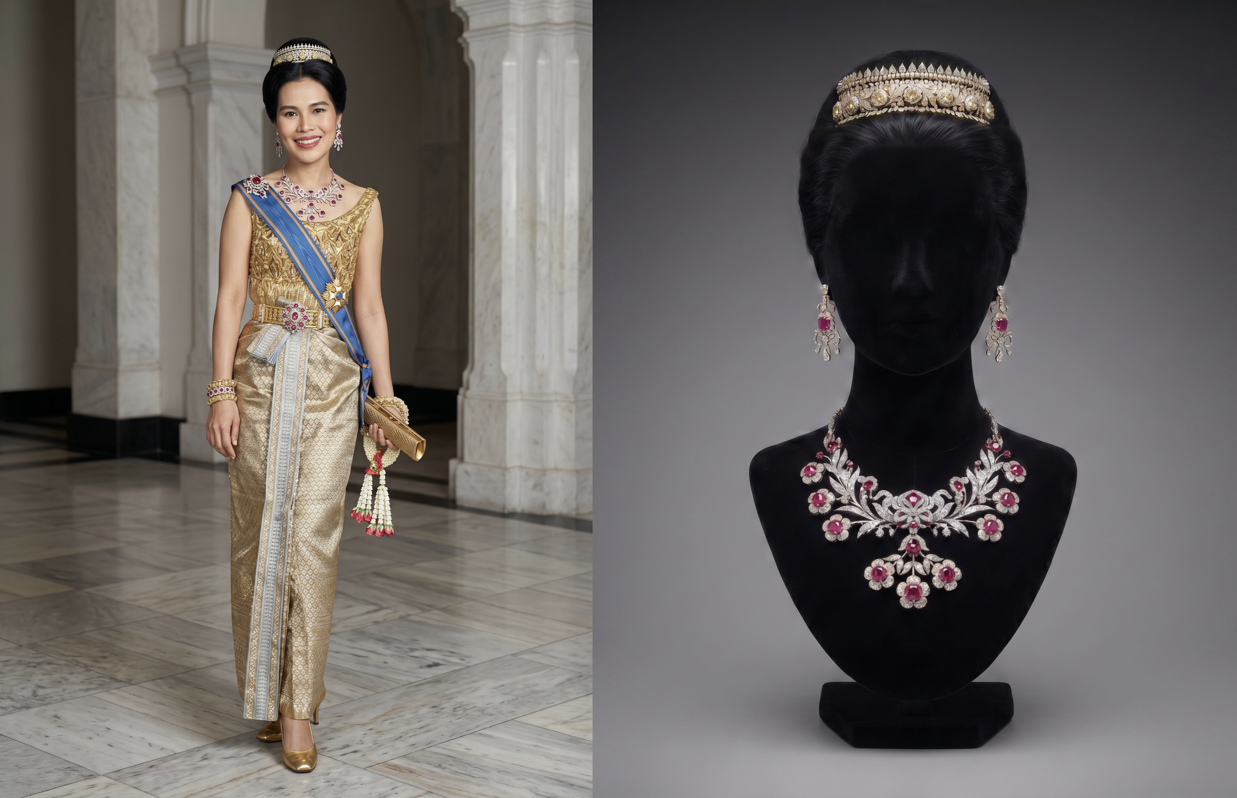 สมเด็จพระนางเจ้าสิริกิติ์ ในงานเลี้ยงตอบแทน สมเด็จพระราชินีนาถจูเลียนาแห่งเนเธอร์แลนด์ เมื่อปีพุทธศักราช ๒๕๐๖