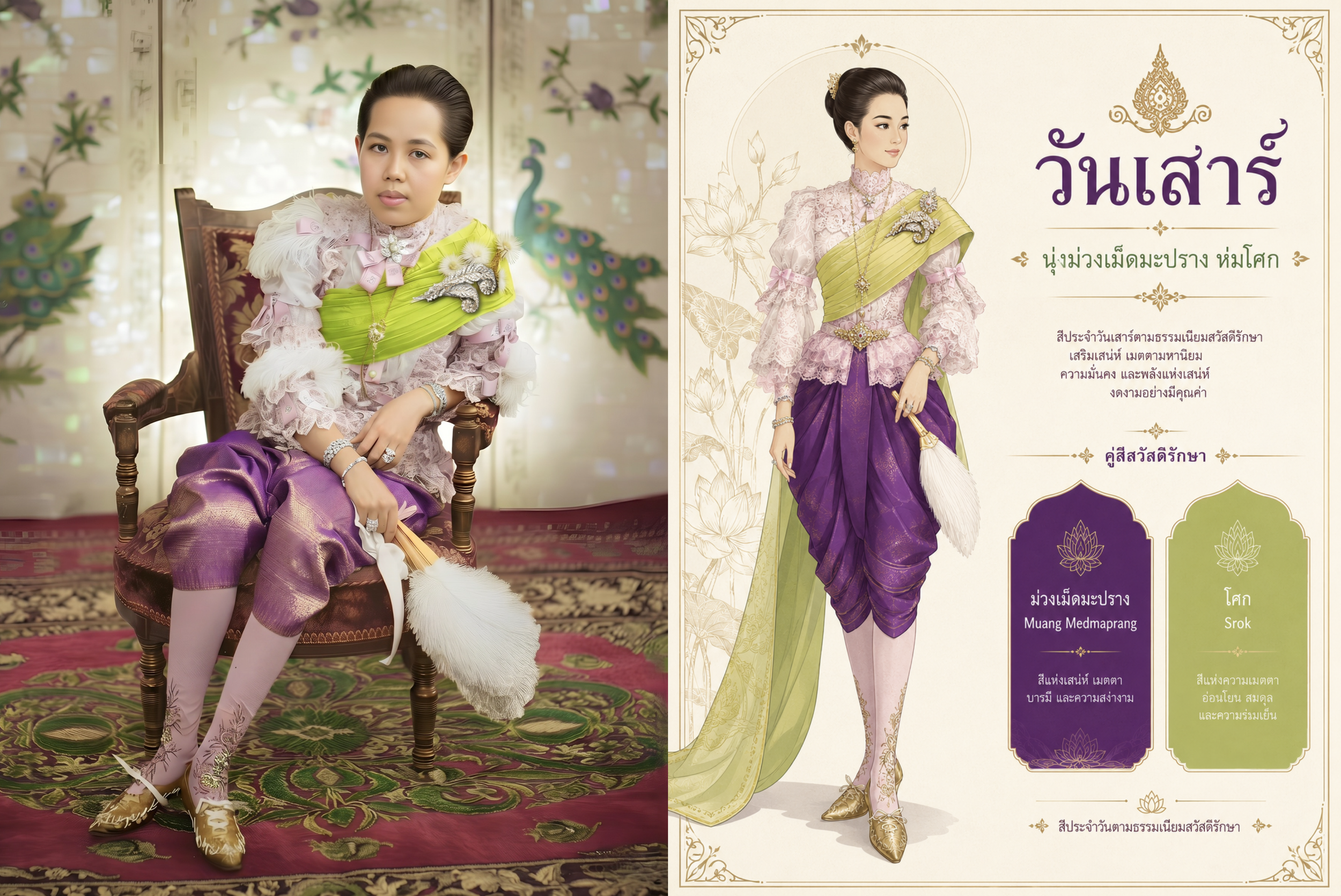 สวัสดิรักษาและแฟชั่นในราชสำนักสยาม วันเสาร์: นุ่งม่วงเม็ดมะปราง ห่มโศก
