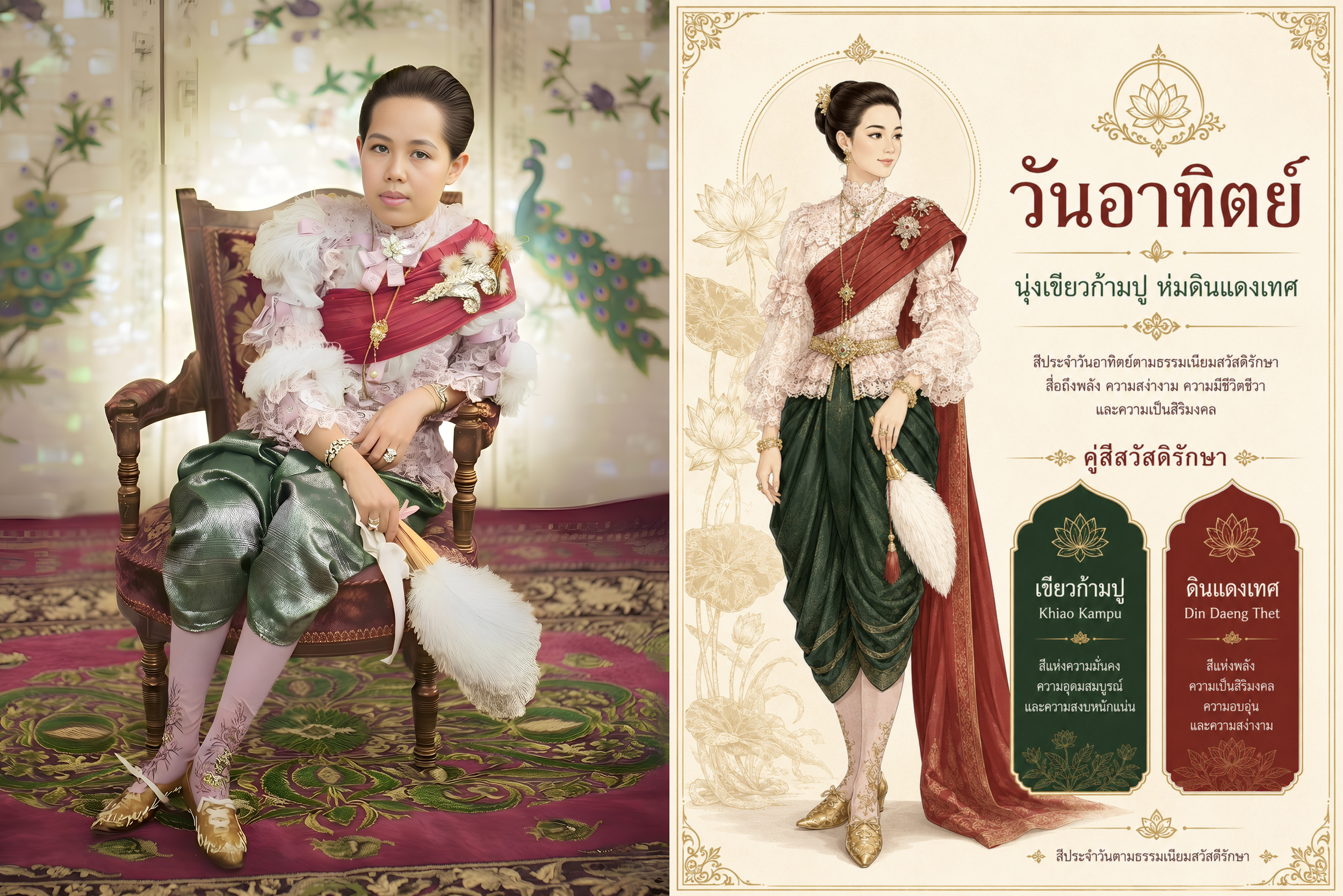 สวัสดิรักษาและแฟชั่นในราชสำนักสยาม วันอาทิตย์: นุ่งเขียวก้ามปู ห่มดินแดงเทศ