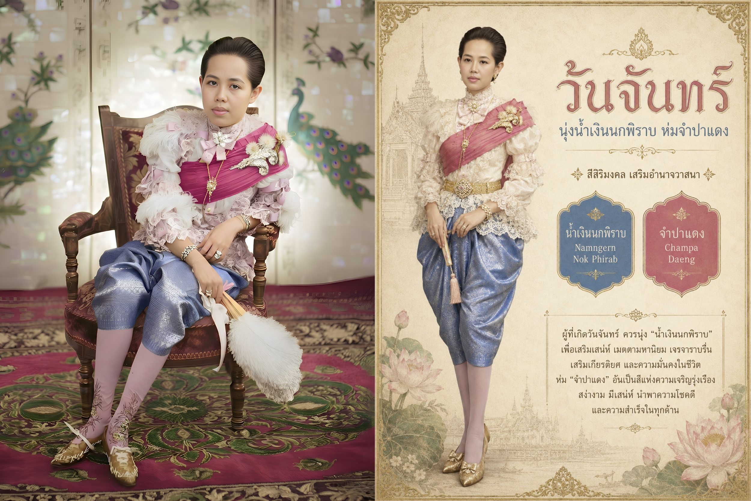 สวัสดิรักษาและแฟชั่นในราชสำนักสยาม วันจันทร์: นุ่งน้ำเงินนกพิราบอ่อน ห่มจำปาแดง (ตอนที่ ๑)
