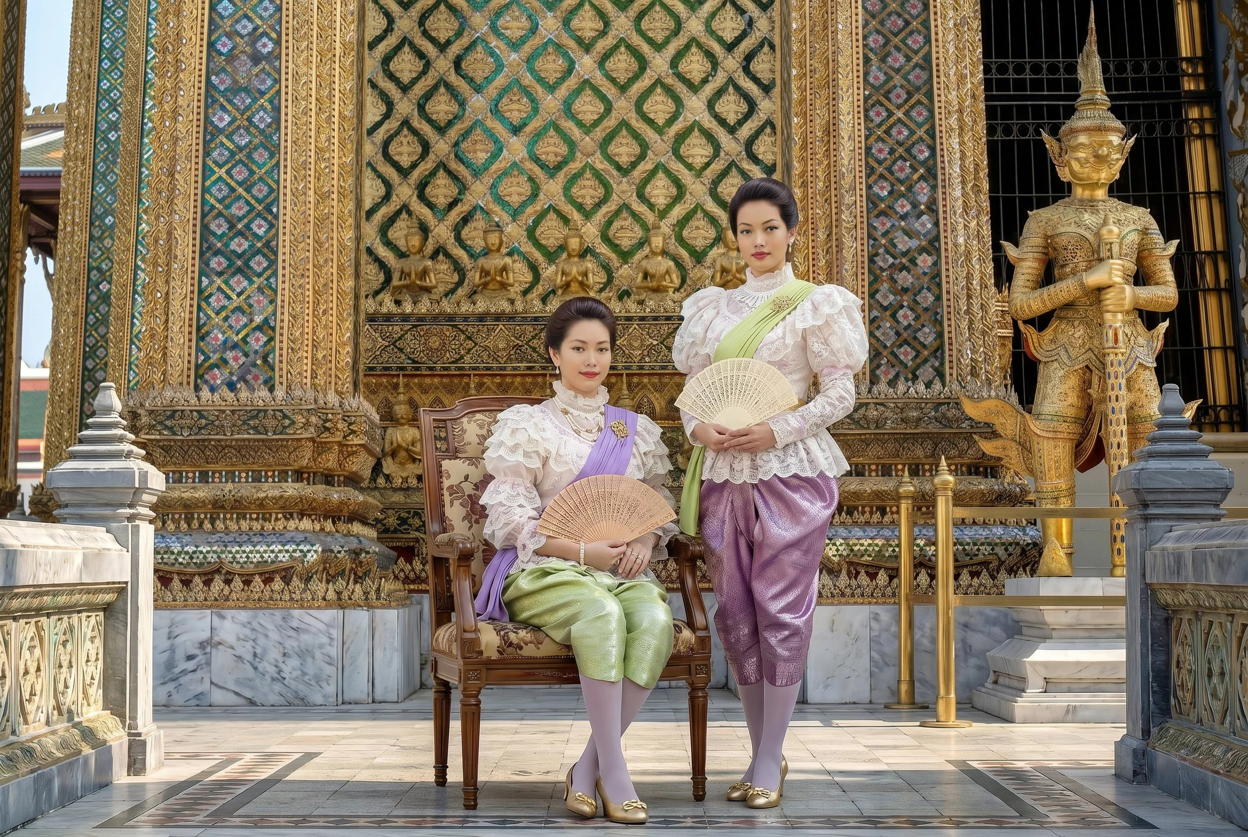 สวัสดิรักษาและแฟชั่นในราชสำนักสยาม วันอังคาร - นุ่งม่วงเม็ดมะปราง ห่มโศก / นุ่งโศกหรือเขียวอ่อน ห่มม่วงอ่อน