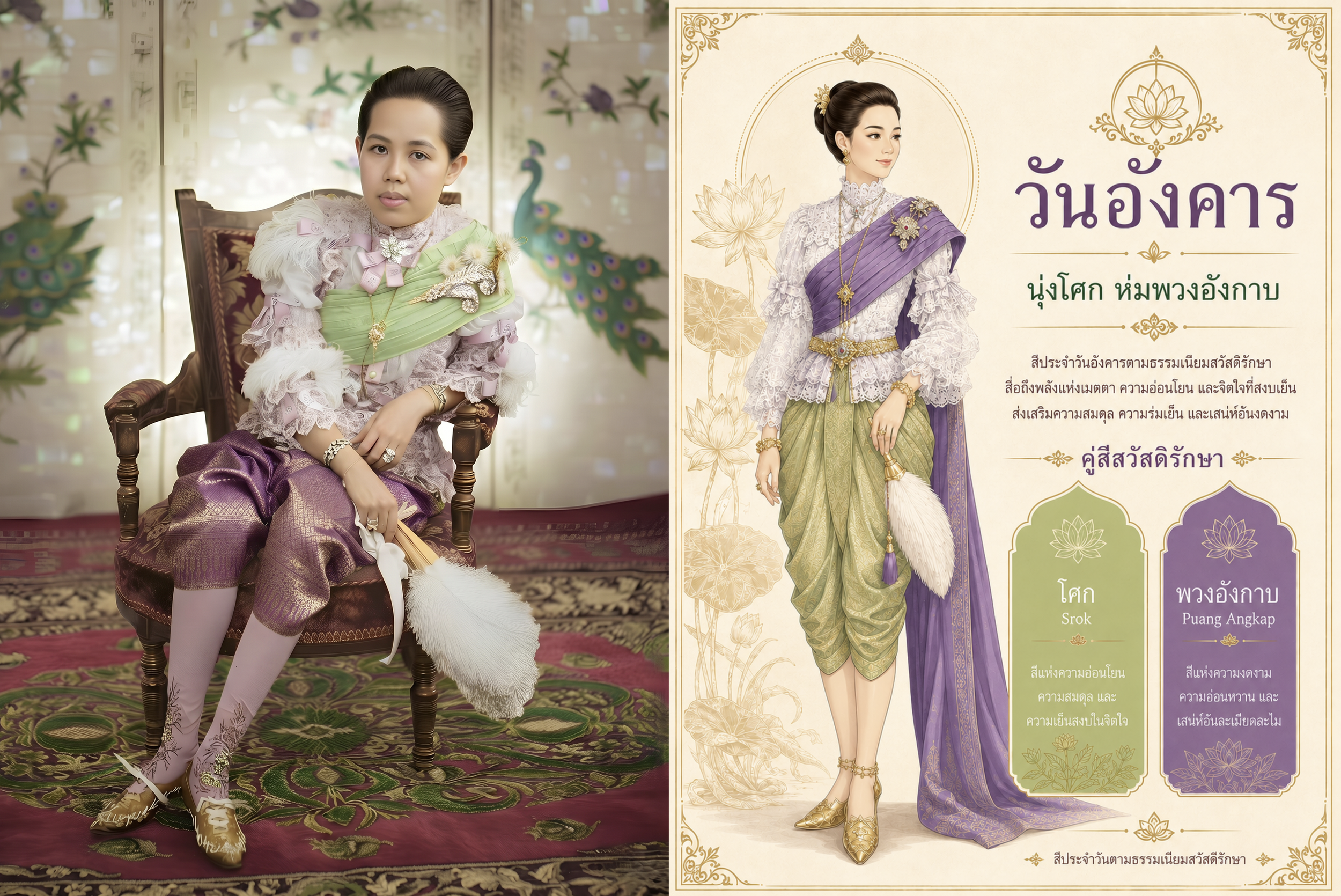 สวัสดิรักษาและแฟชั่นในราชสำนักสยาม วันอังคาร - นุ่งโศกหรือเขียวอ่อน ห่มอังกาบหรือม่วงอ่อน