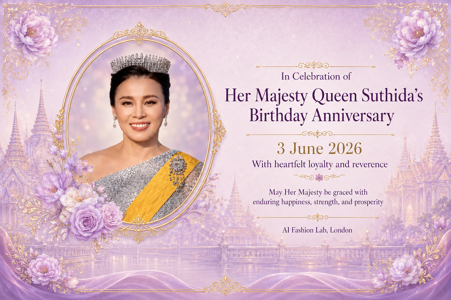 In Celebration of Her Majesty Queen Suthida’s Birthday Anniversary 3 June 2026