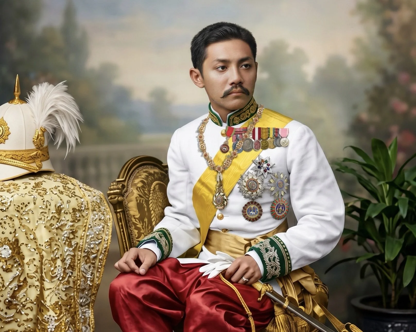 สมเด็จพระราชปิตุลา บรมพงศาภิมุข เจ้าฟ้ากรมพระยาภาณุพันธุวงศ์วรเดช และฉลองพระองค์ "คณาภยันดร" แห่ง เครื่องขัตติยราชอิสริยาภรณ์อันมีเกียรติคุณรุ่งเรืองยิ่งมหาจักรีบรมราชวงศ์